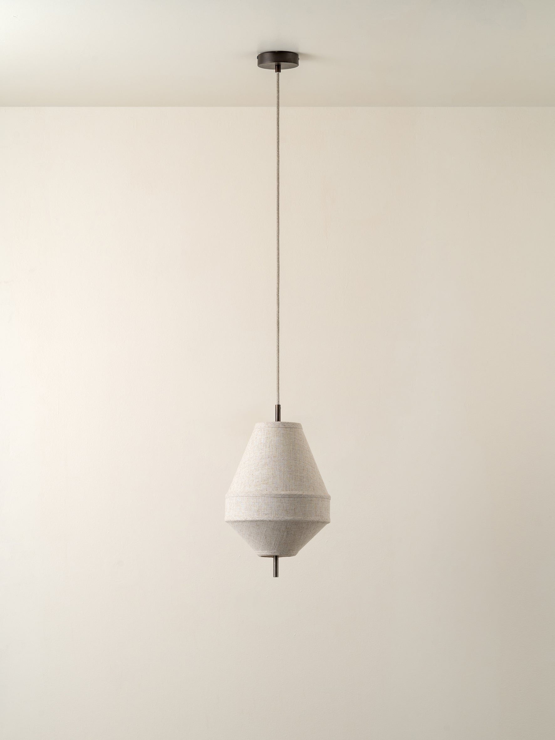 Solara - small aged brass and layered natural linen pendant | Ceiling Light | Lights & Lamps | UK | Modern Affordable Designer Lighting