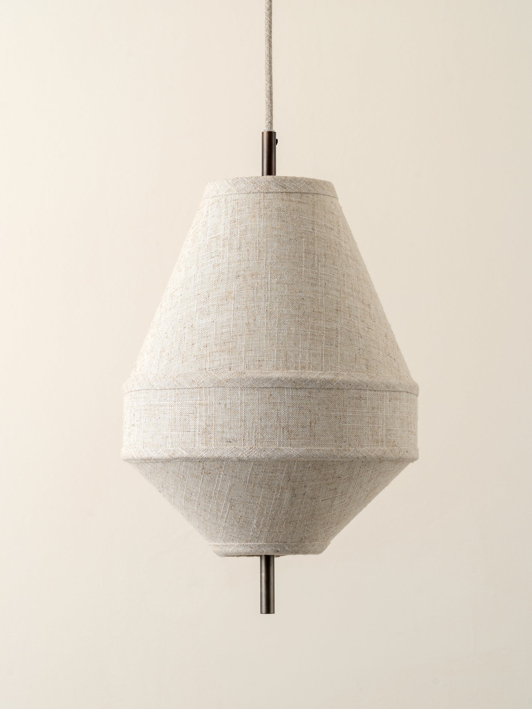 Solara - small aged brass and layered natural linen pendant | Ceiling Light | Lights & Lamps | UK | Modern Affordable Designer Lighting