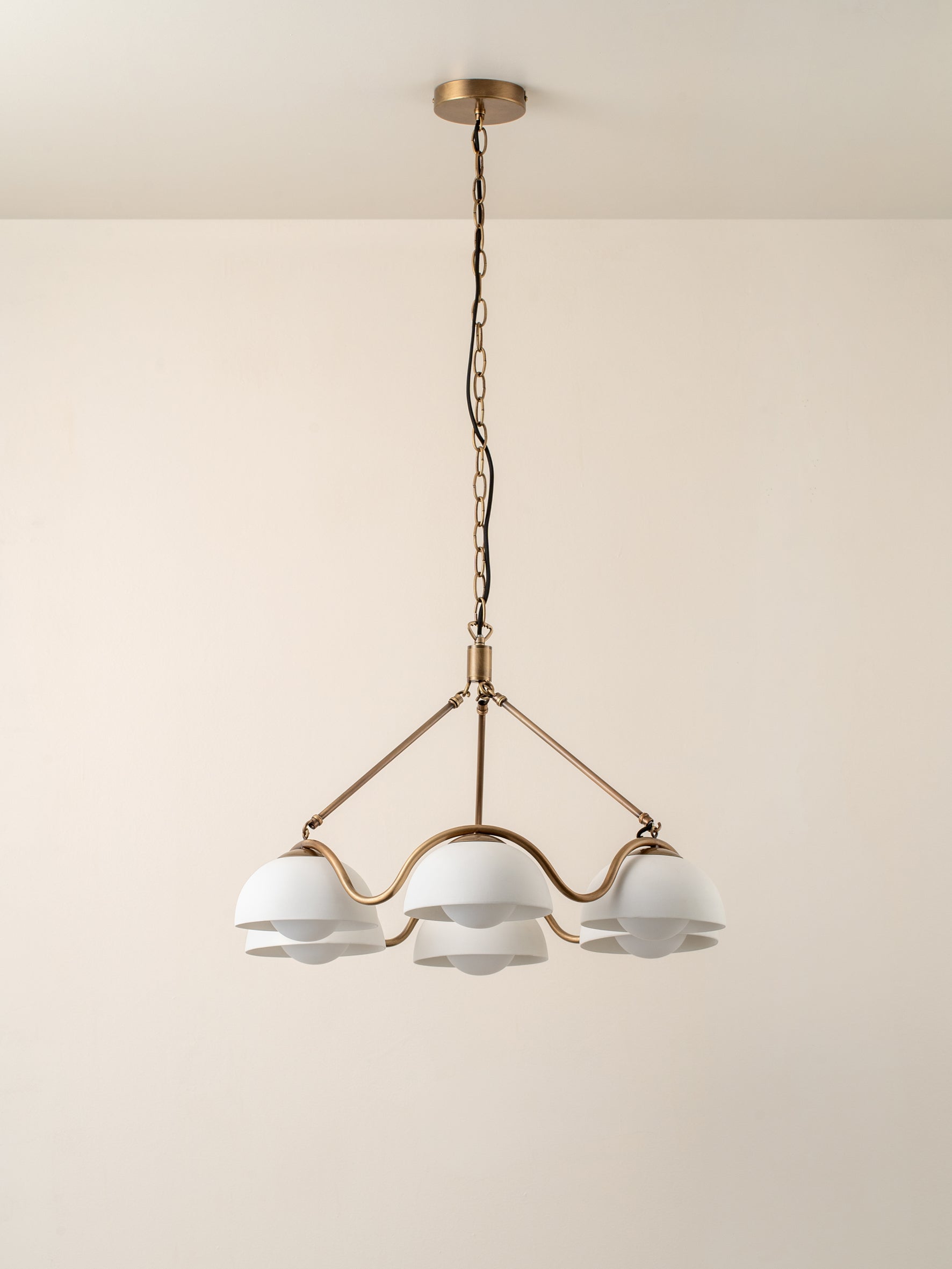 Waverly - 6 light aged brass and white porcelain pendant | Ceiling ...