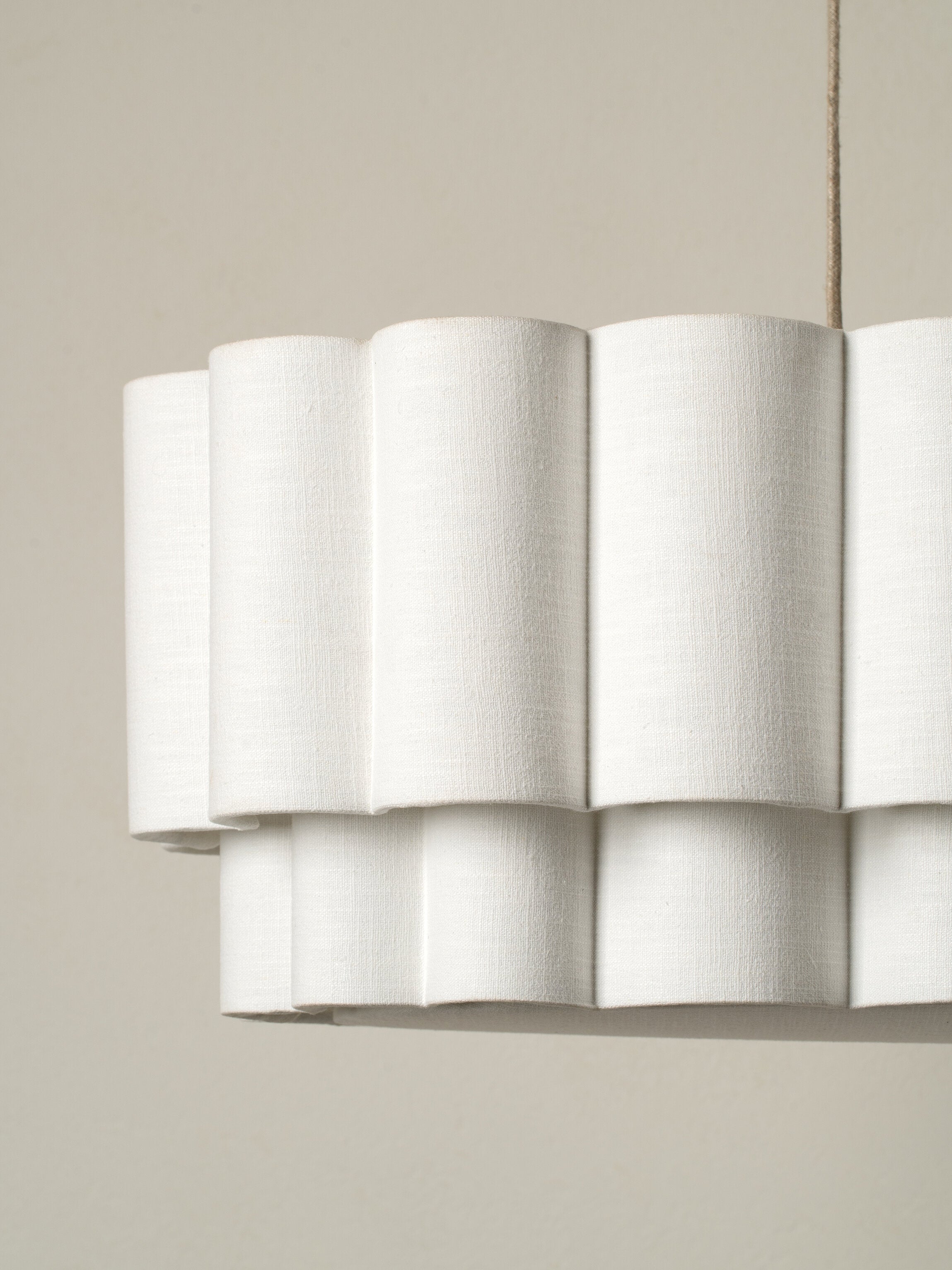 Folia - oval scalloped natural linen pendant | Ceiling light | lights & lamps | UK | Modern affordable designer lighting
