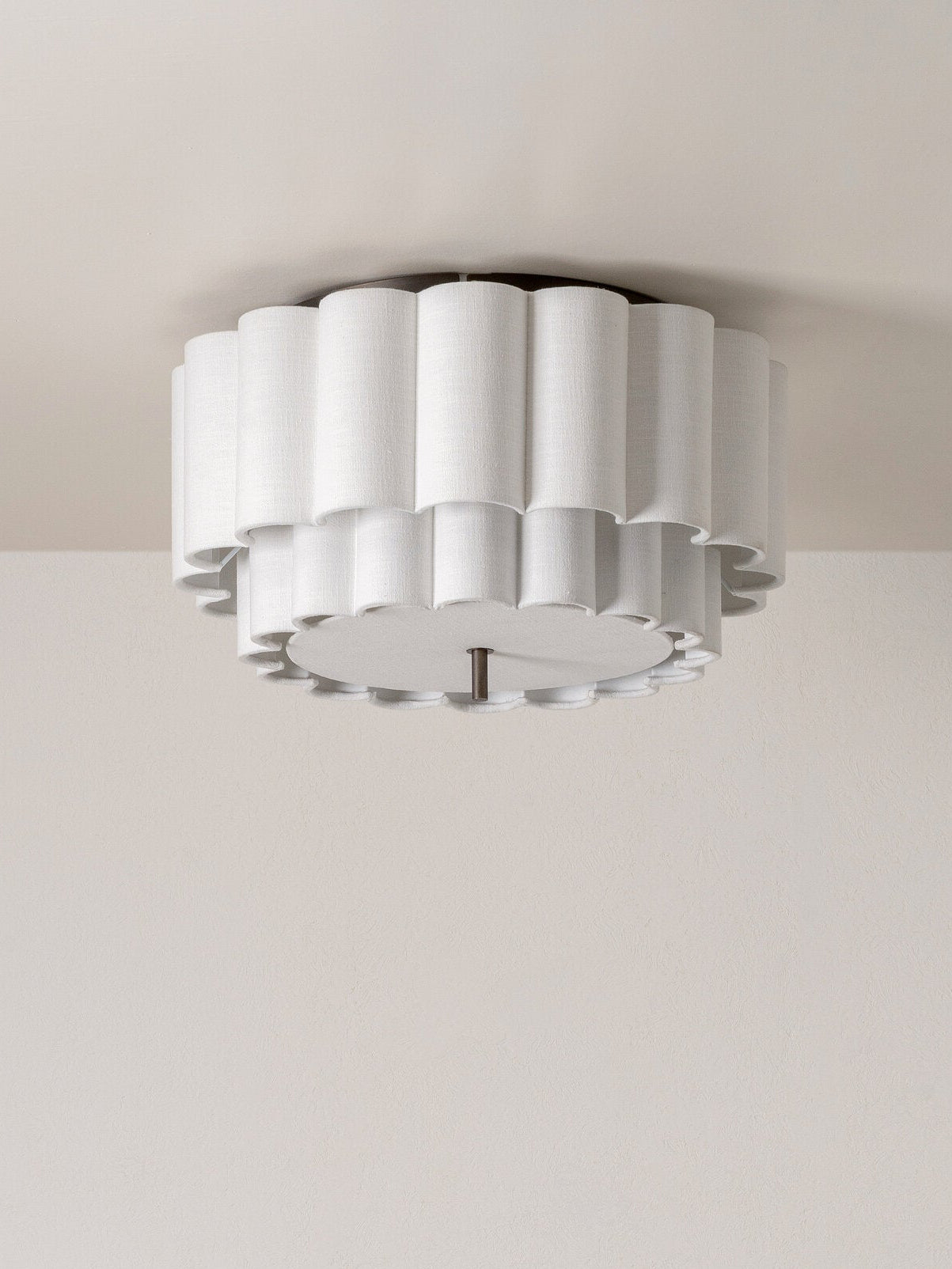 Folia - scalloped natural linen flush pendant | Ceiling light | lights & lamps | UK | Modern affordable designer lighting