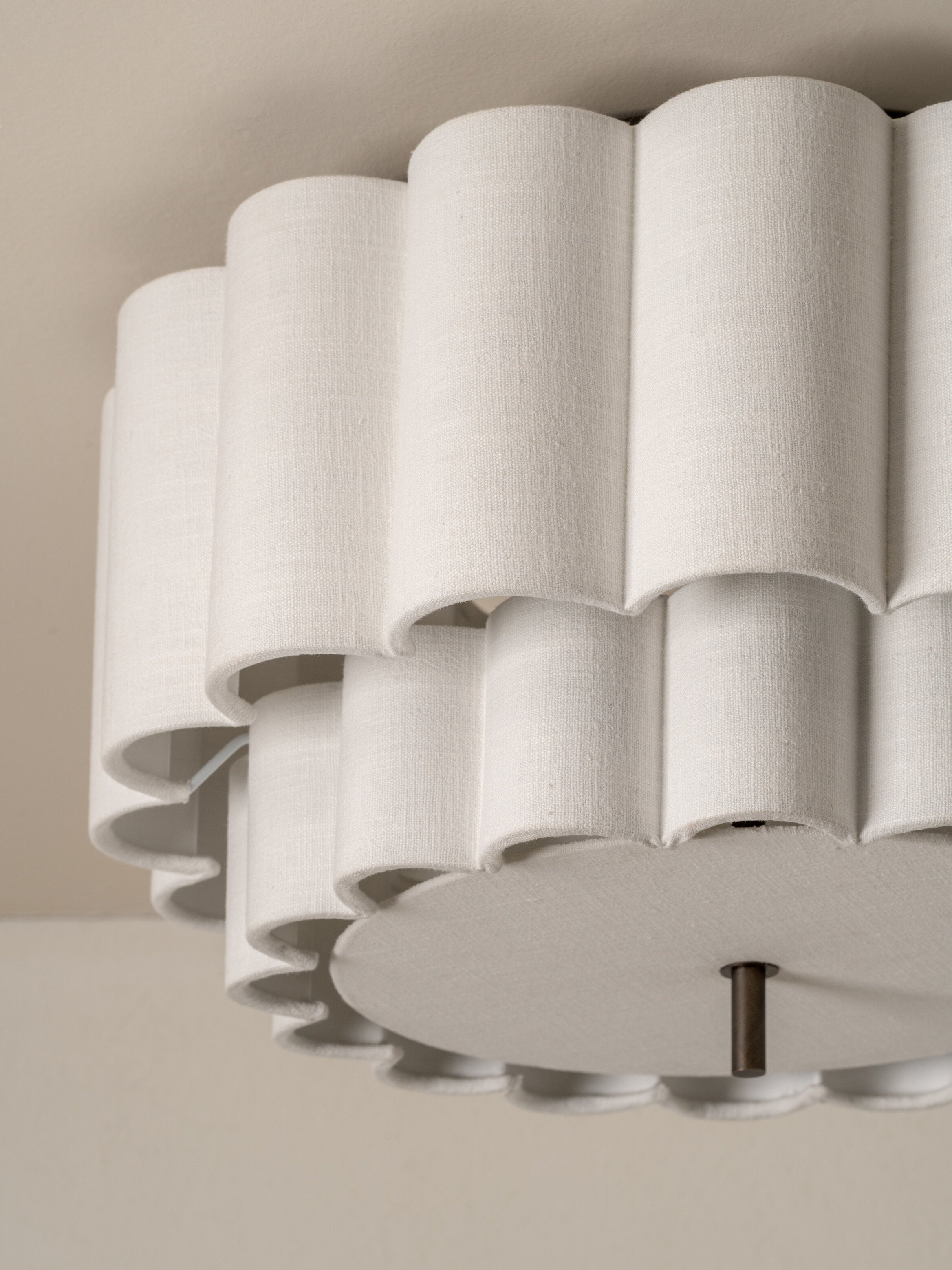 Folia - scalloped natural linen flush pendant | Ceiling light | lights & lamps | UK | Modern affordable designer lighting