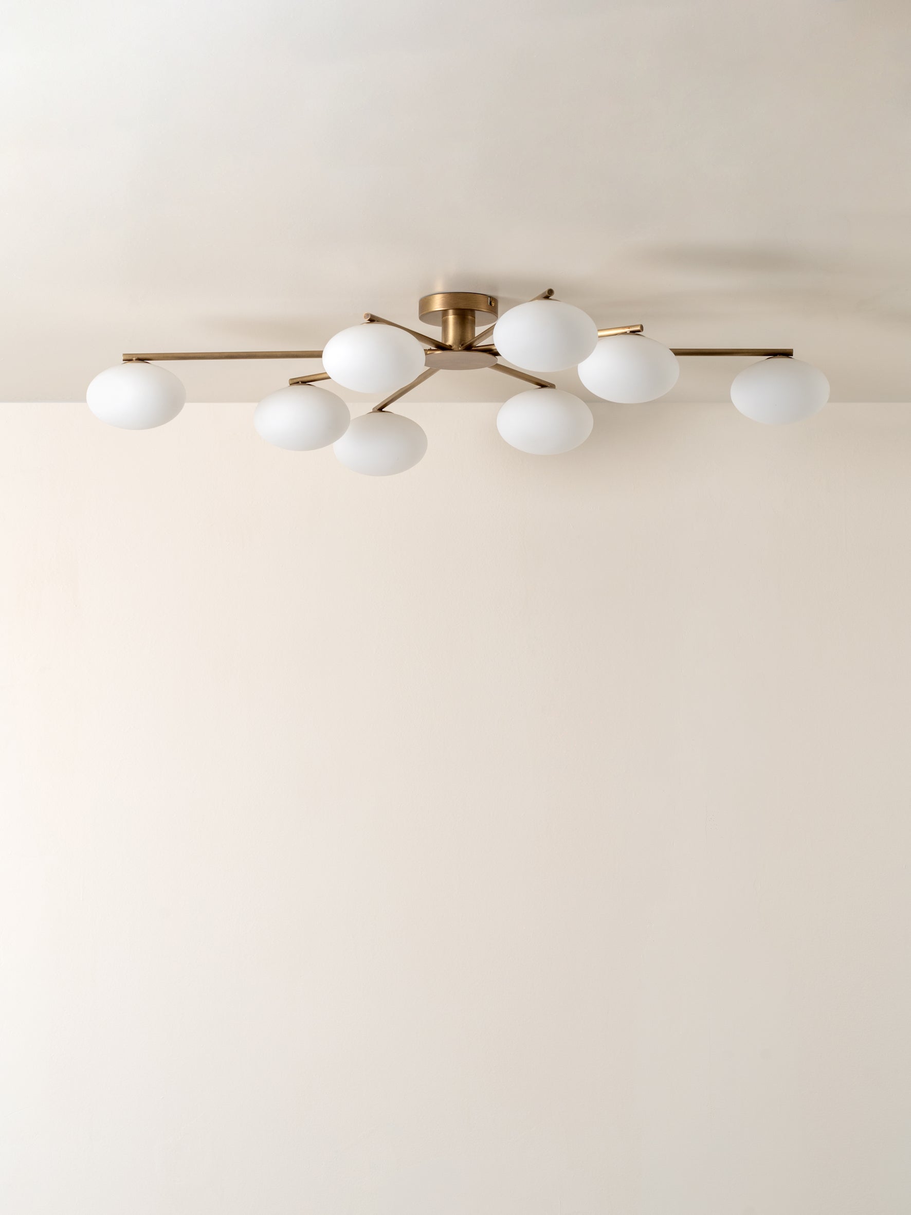 Imperial - 8 light aged brass and opal flush pendant | Ceiling Light | Lights & Lamps | UK | Modern Affordable Designer Lighting