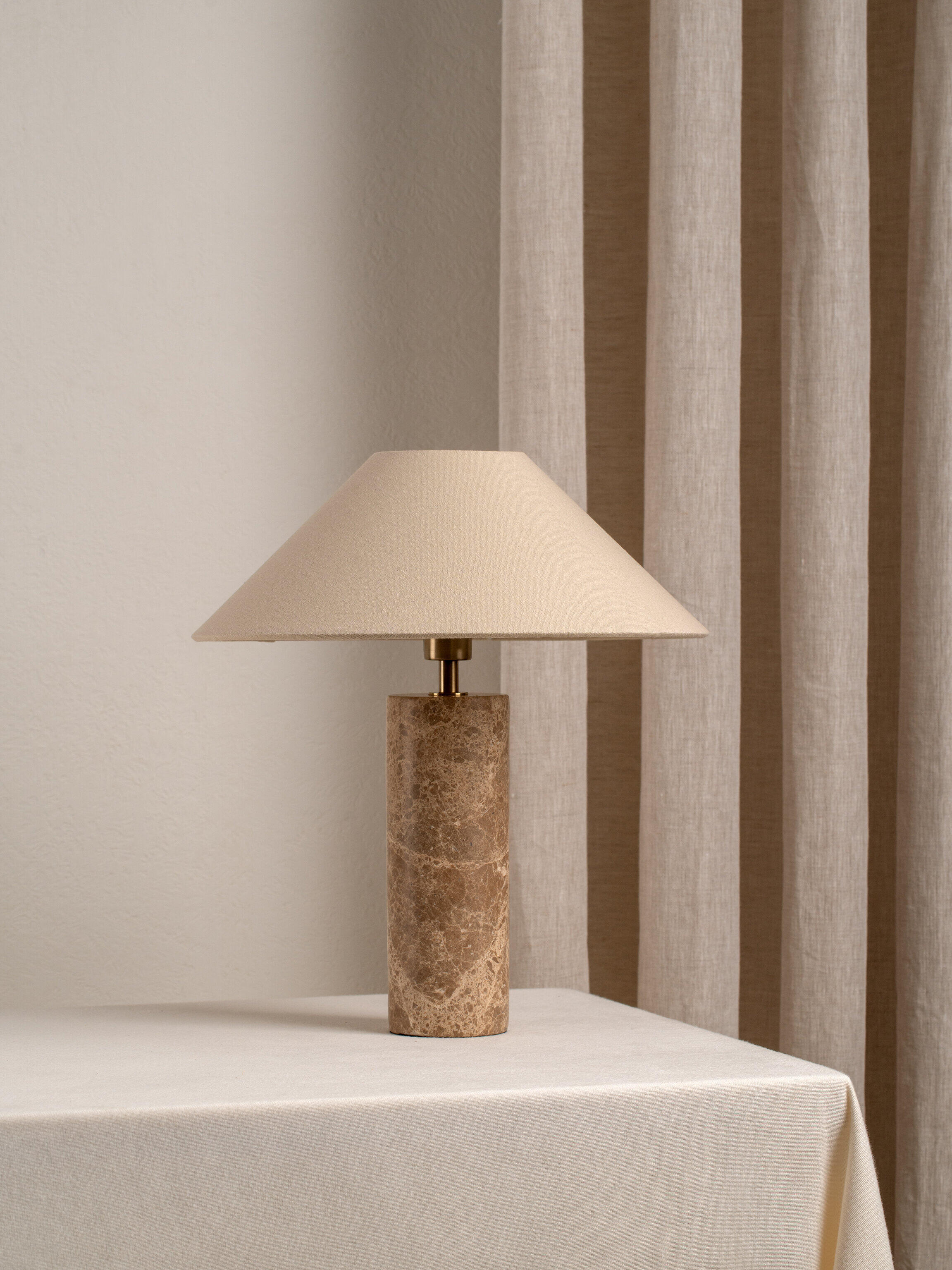 Denari - 1 light small brown marble cylinder table lamp | Table lamp | lights&lamps | UK | Modern affordable designer lighting