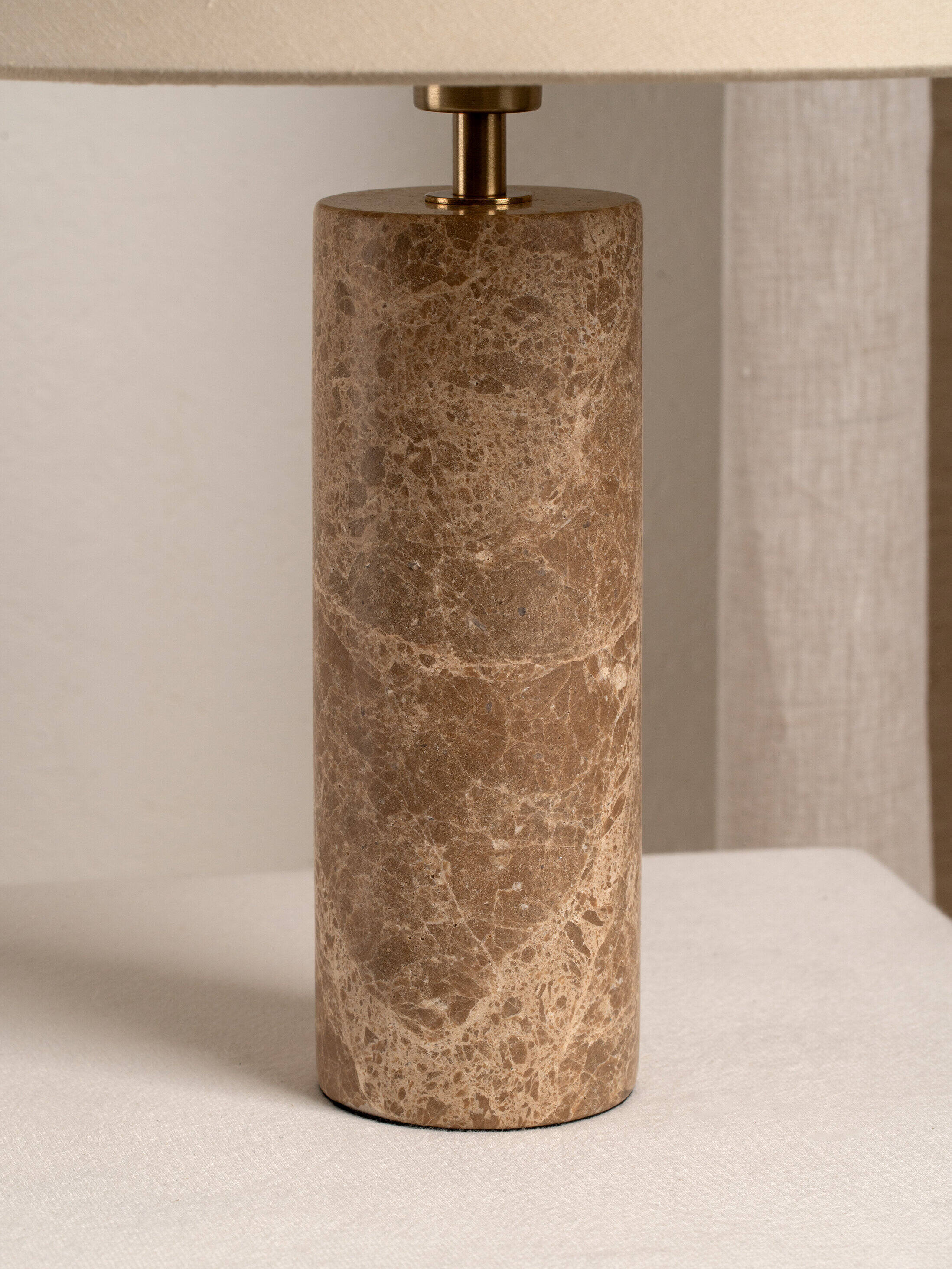 Denari - 1 light small brown marble cylinder table lamp | Table lamp | lights&lamps | UK | Modern affordable designer lighting