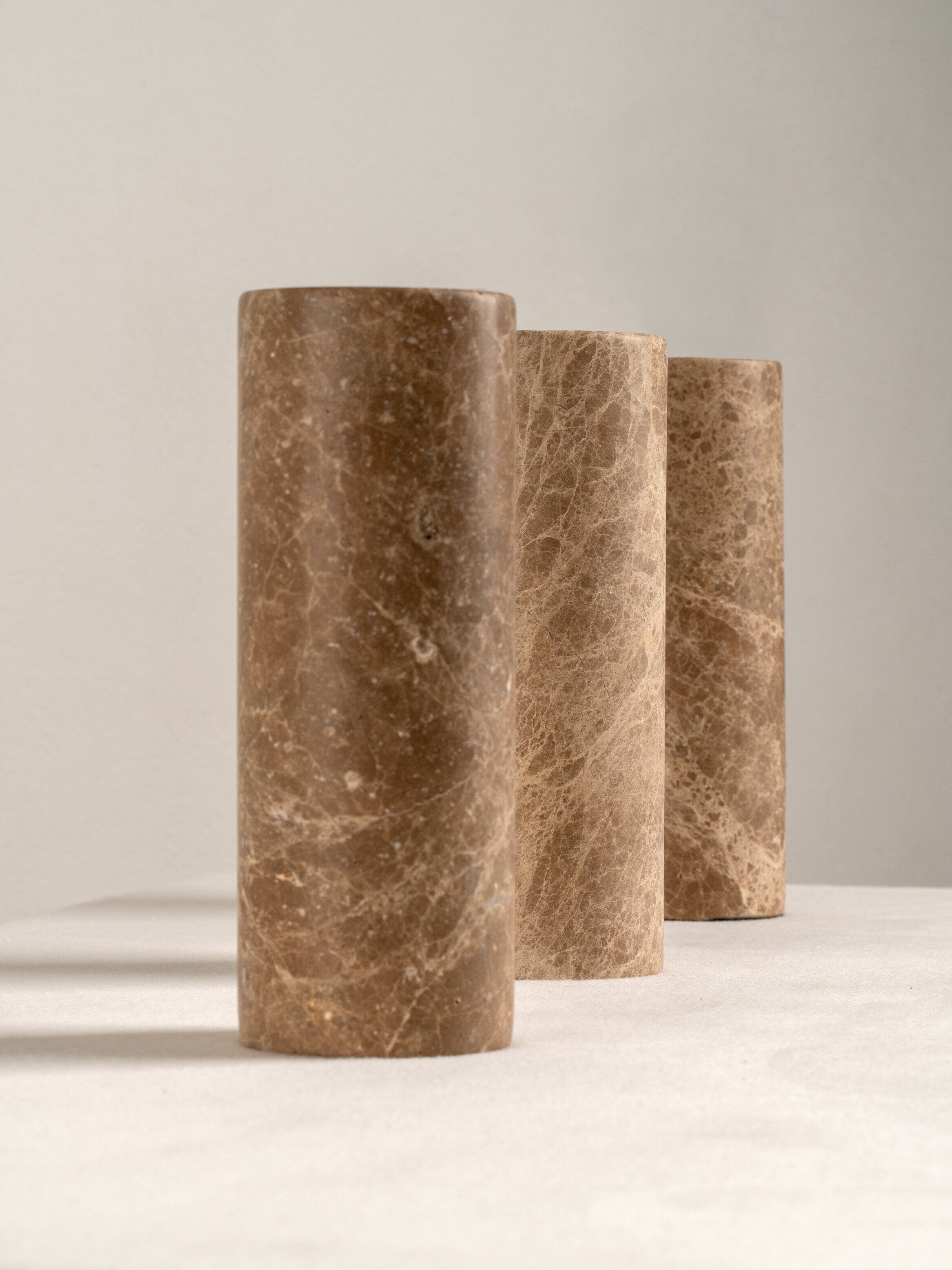 Denari - 1 light small brown marble cylinder table lamp | Table lamp | lights&lamps | UK | Modern affordable designer lighting