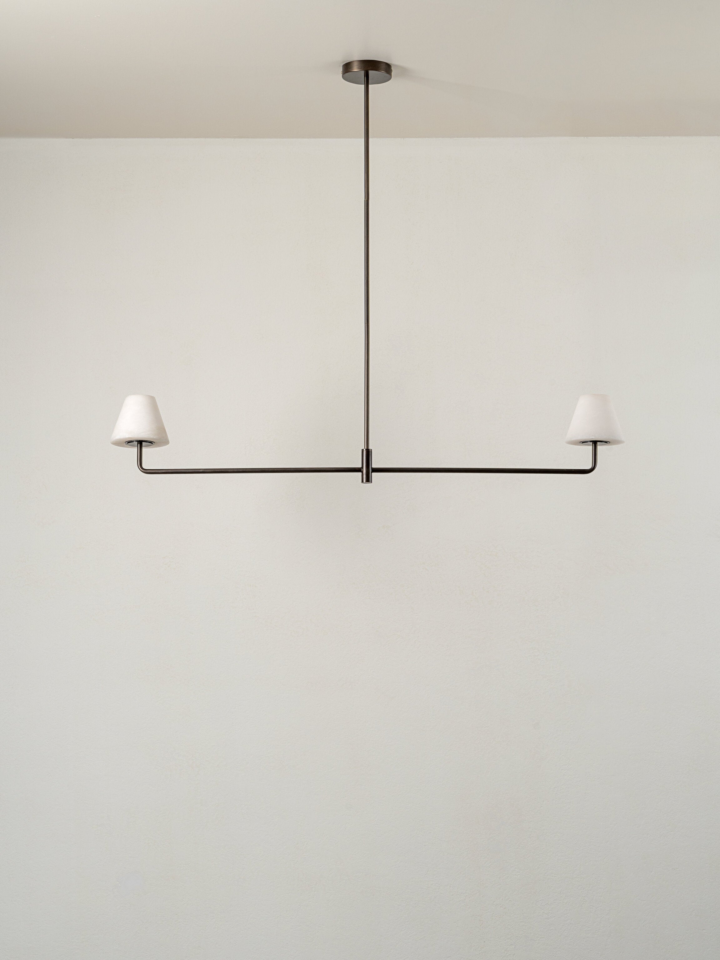 Alba - 2 light alabaster and bronze bar ceiling pendant