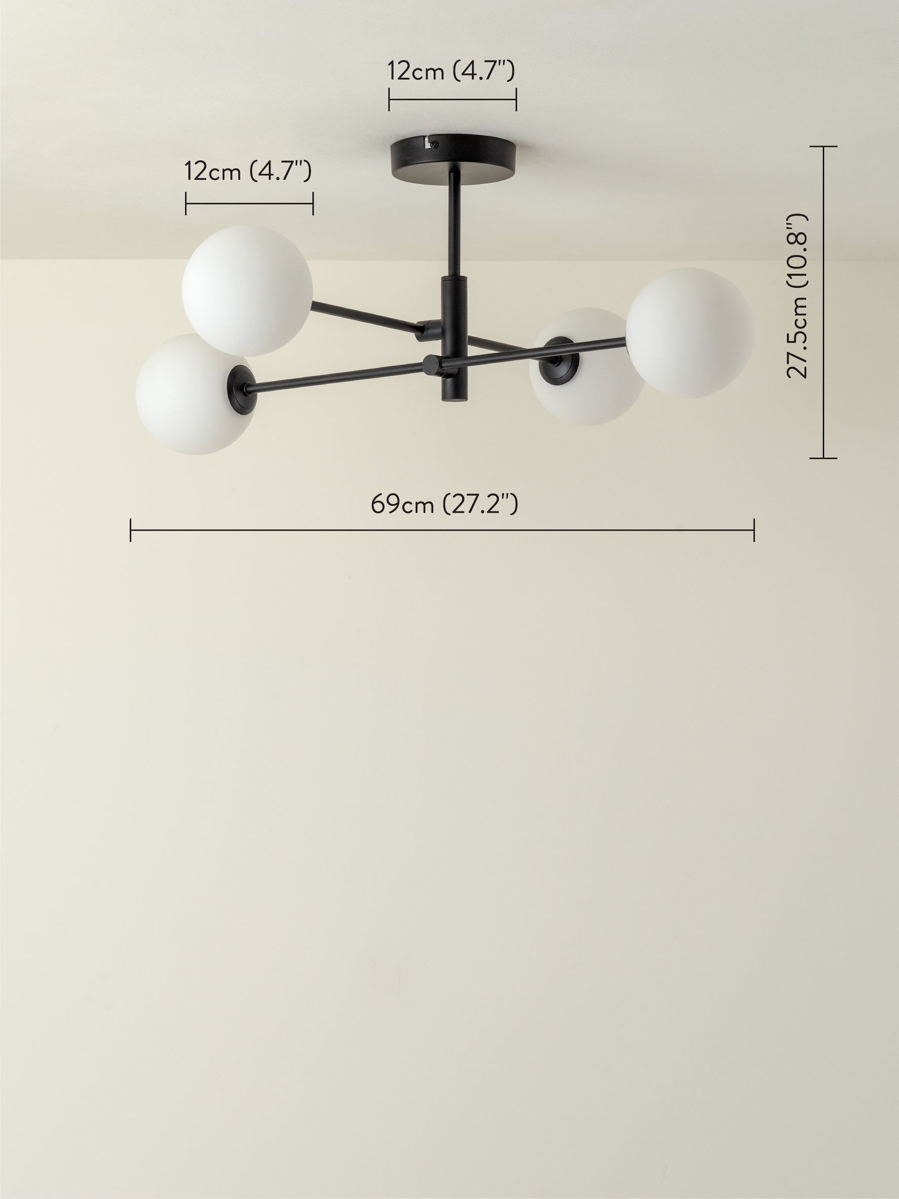 Chelso - 4 light matt black and opal flush | Ceiling Light | Lights & Lamps | UK | Modern Affordable Designer Lighting