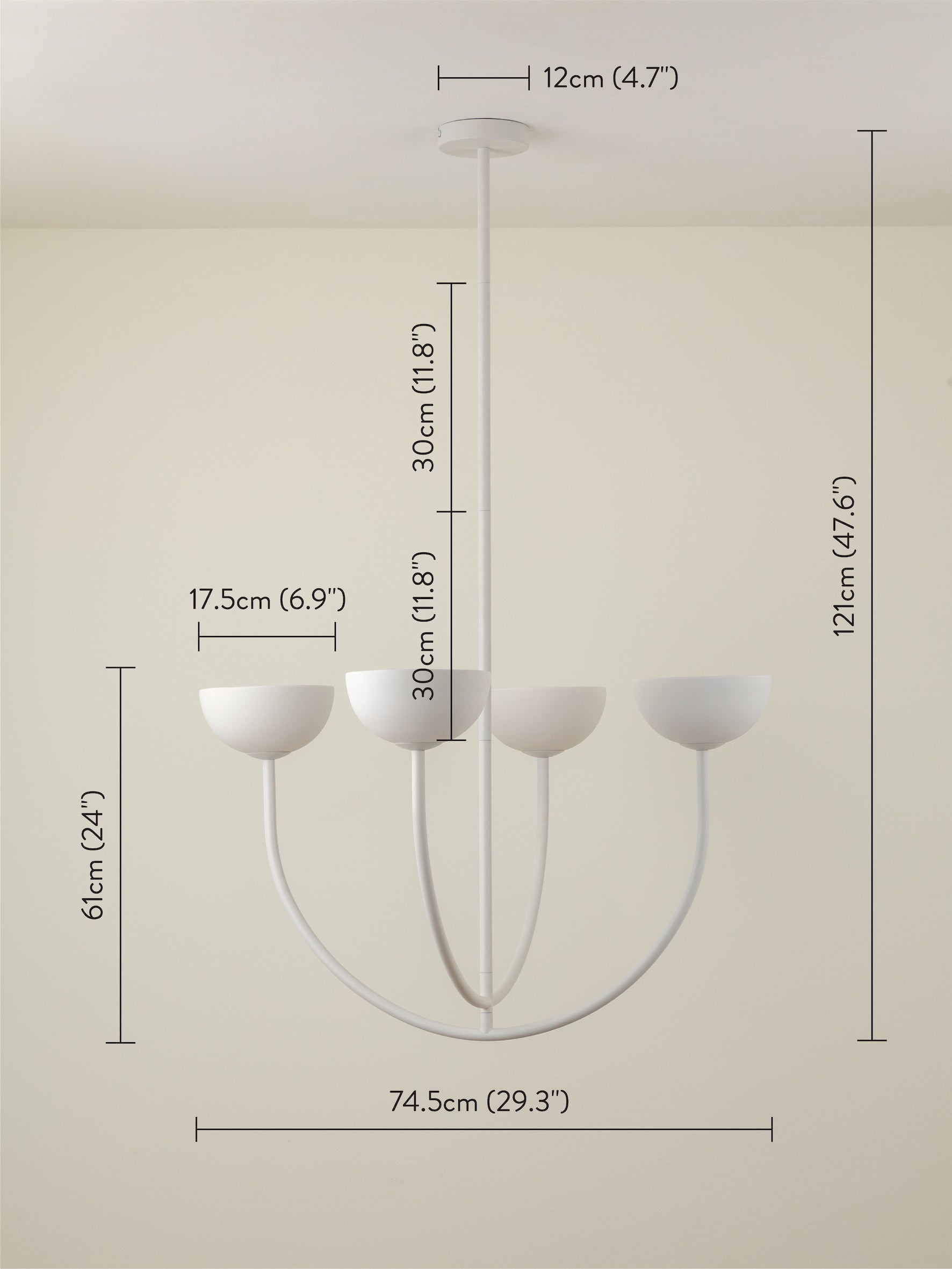 Ruzo - 4 light matt warm white and white porcelain ceiling pendant | Chandelier | Lights & Lamps | UK | Modern Affordable Designer Lighting