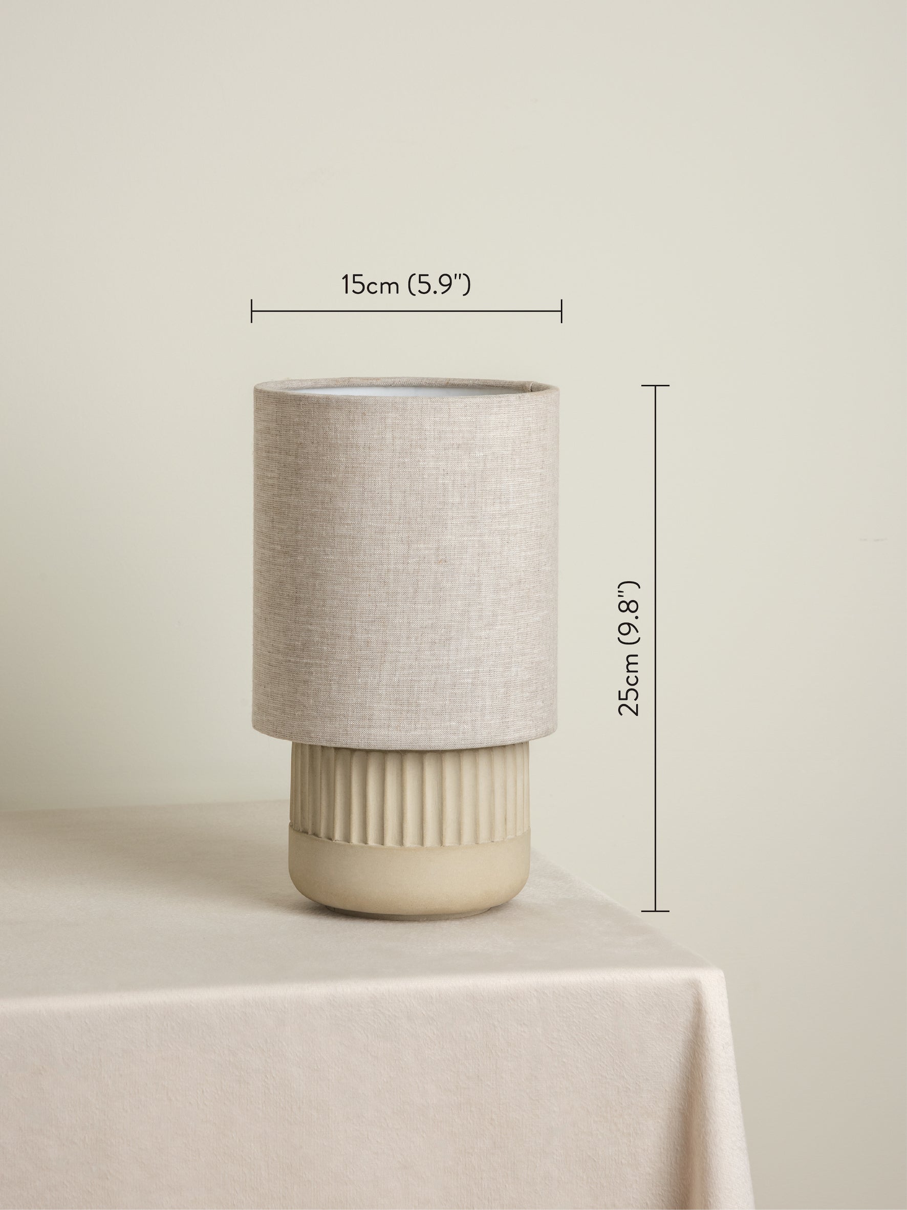 Enza - warm white ribbed concrete table lamp | Table Lamp | Lights & Lamps | UK | Modern Affordable Designer Lighting