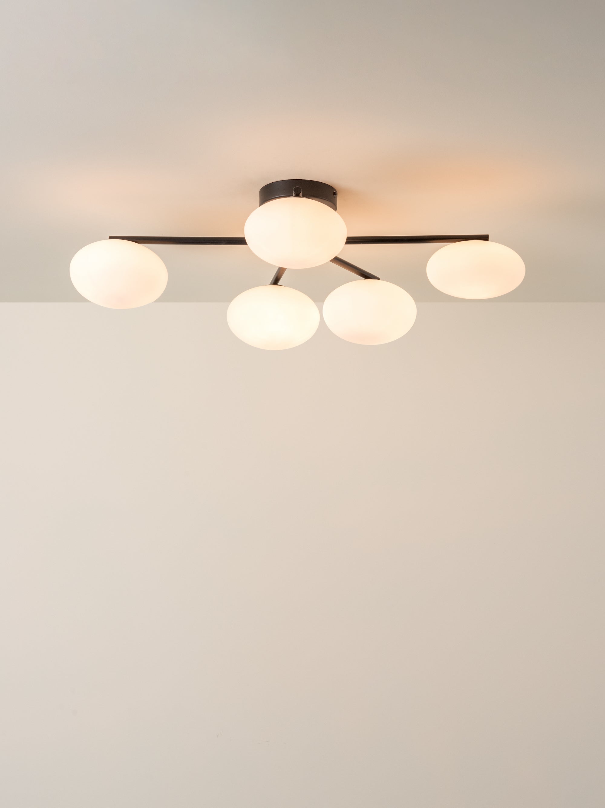Imperial - 5 light matt black and opal flush | Ceiling Light | Lights & Lamps | UK | Modern Affordable Designer Lighting