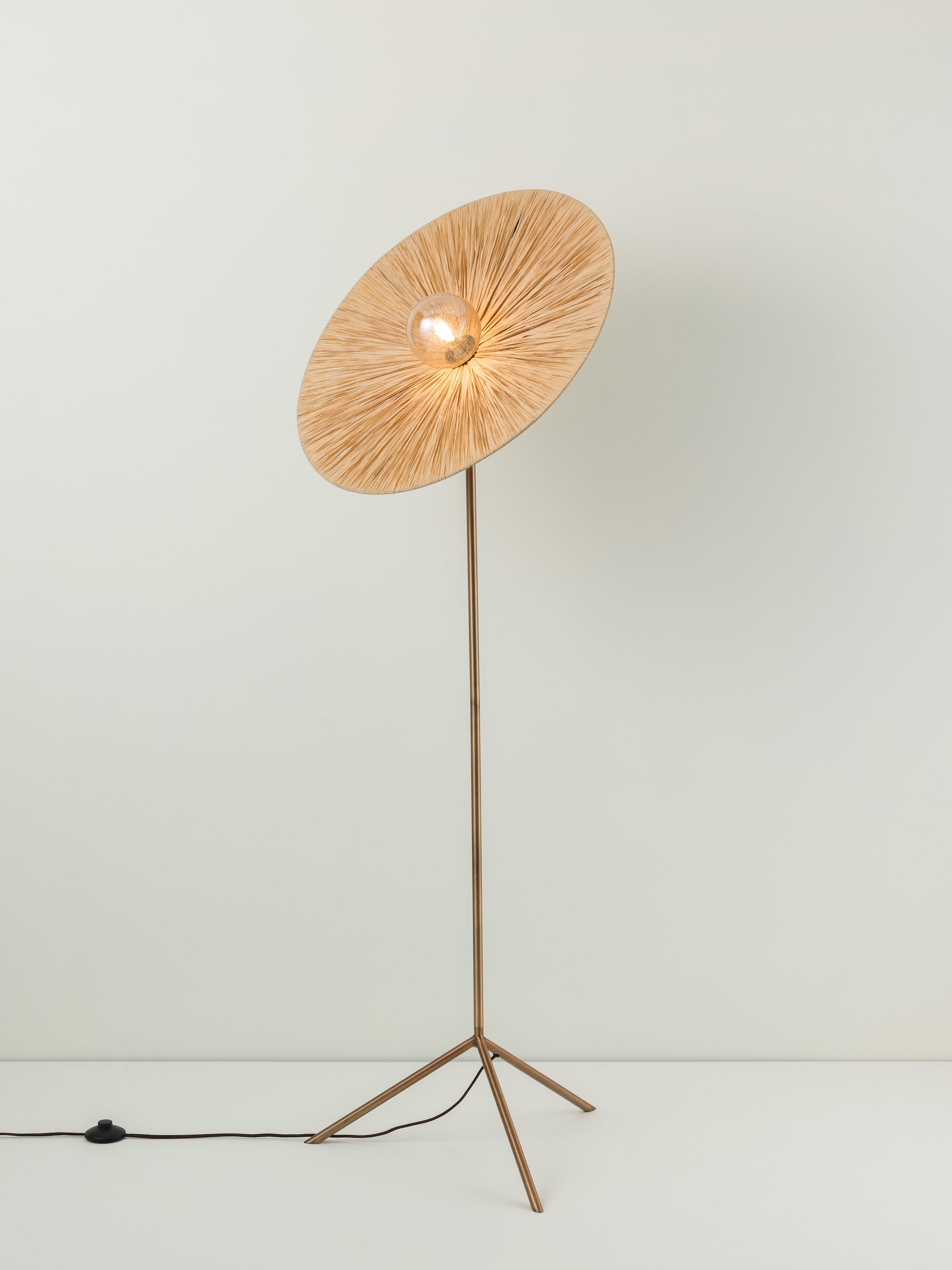 Ridotti - 1 Light Natural Raffia and Burnished Brass Floor Lamp | Floor Lamp | Lights & Lamps | UK | Modern Affordable Designer Lighting