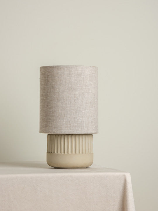 Enza - warm white ribbed concrete table lamp | Table Lamp | Lights & Lamps | UK | Modern Affordable Designer Lighting