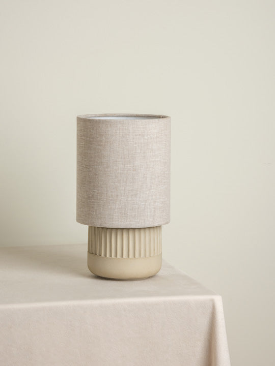 Enza - warm white ribbed concrete table lamp | Table Lamp | Lights & Lamps | UK | Modern Affordable Designer Lighting