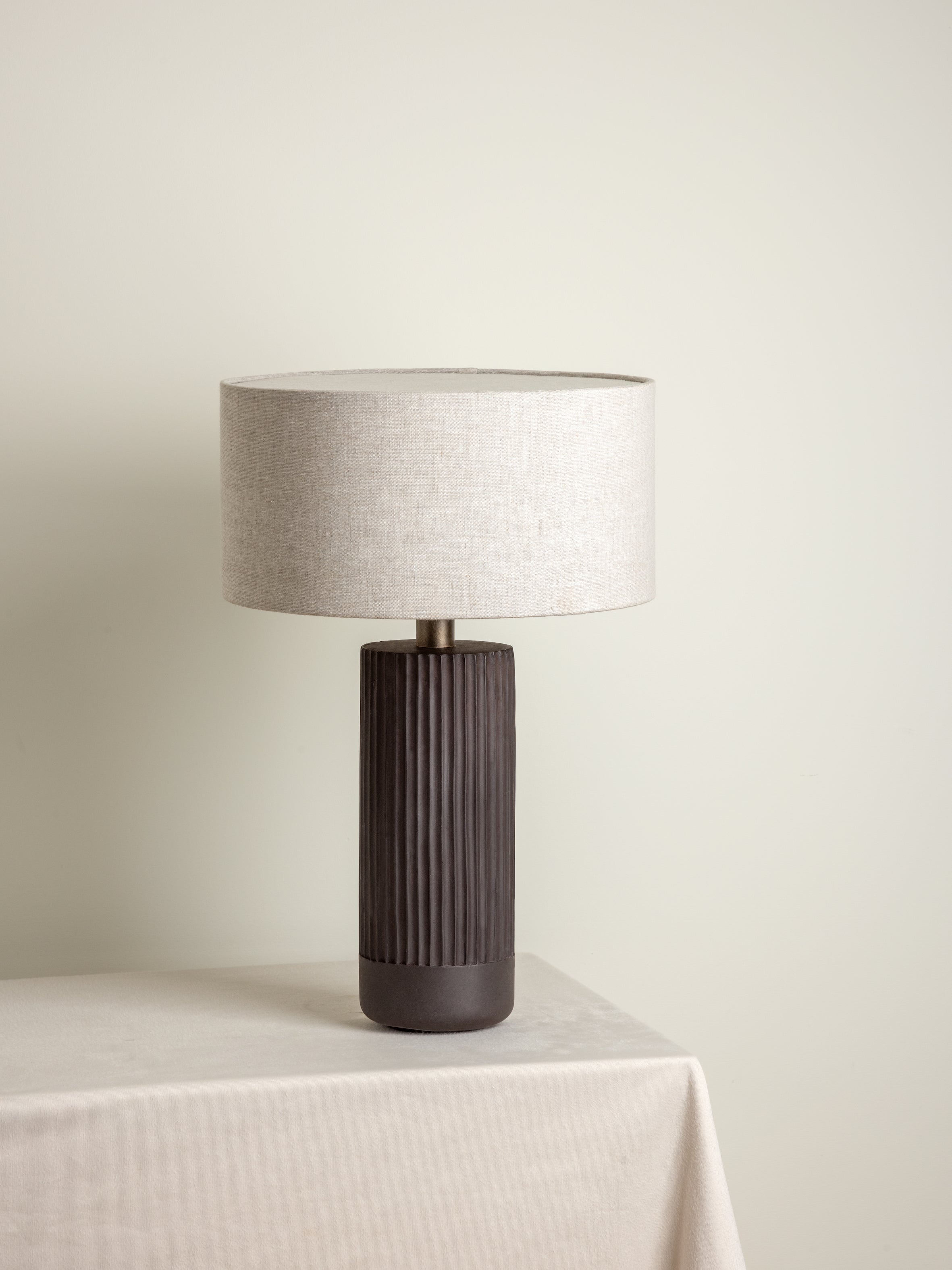 Nitara - chocolate ribbed concrete table lamp | Table Lamp | Lights & Lamps | UK | Modern Affordable Designer Lighting