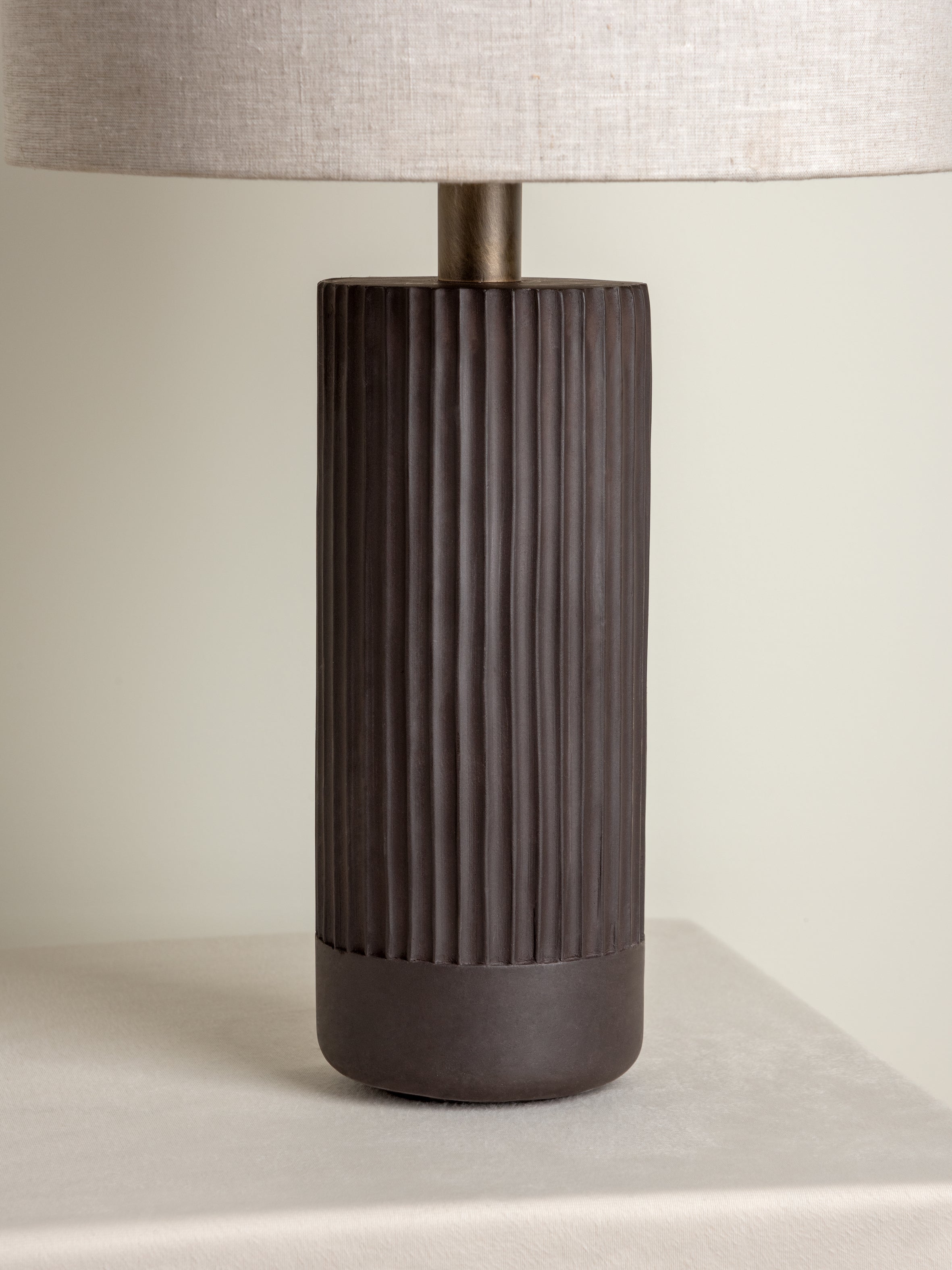 Nitara - chocolate ribbed concrete table lamp | Table Lamp | Lights & Lamps | UK | Modern Affordable Designer Lighting