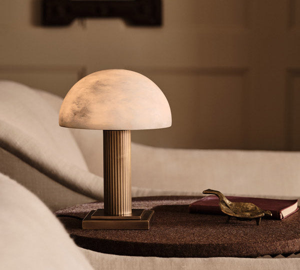 Alabaster wall lights and the soft glow of mineral stone