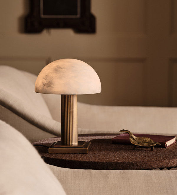 Alabaster wall lights and the soft glow of mineral stone