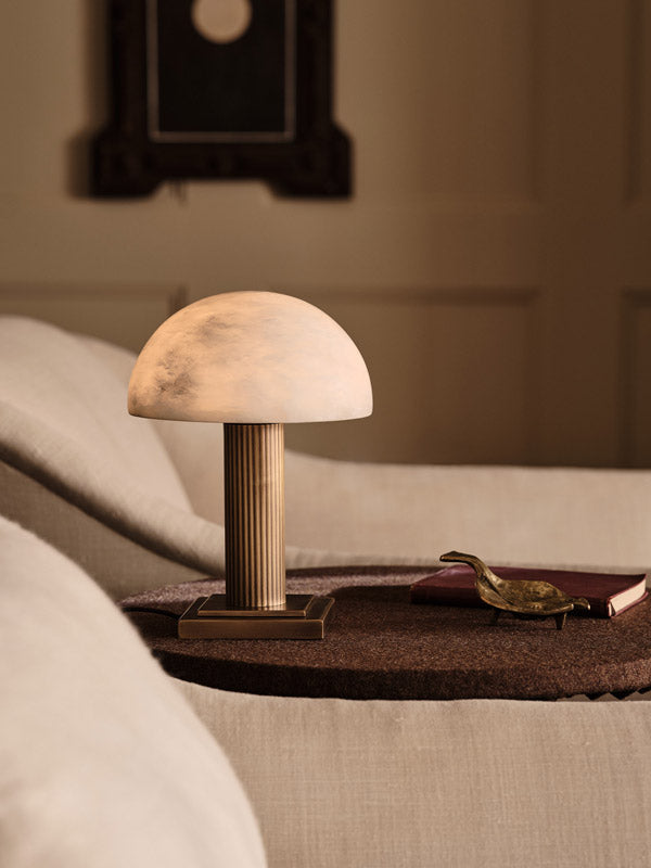 Alabaster wall lights and the soft glow of mineral stone