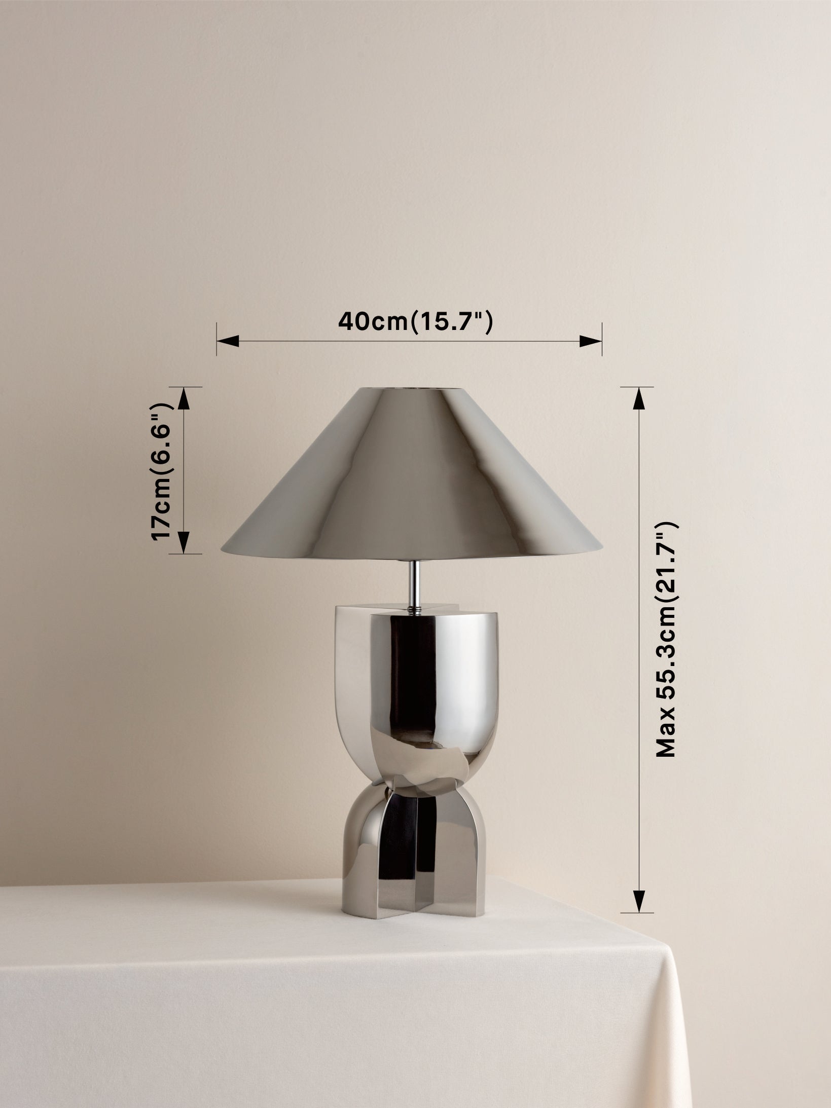 Editions chrome lamp with + chrome shade | Table Lamp | Lights & Lamps | UK | Modern Affordable Designer Lighting