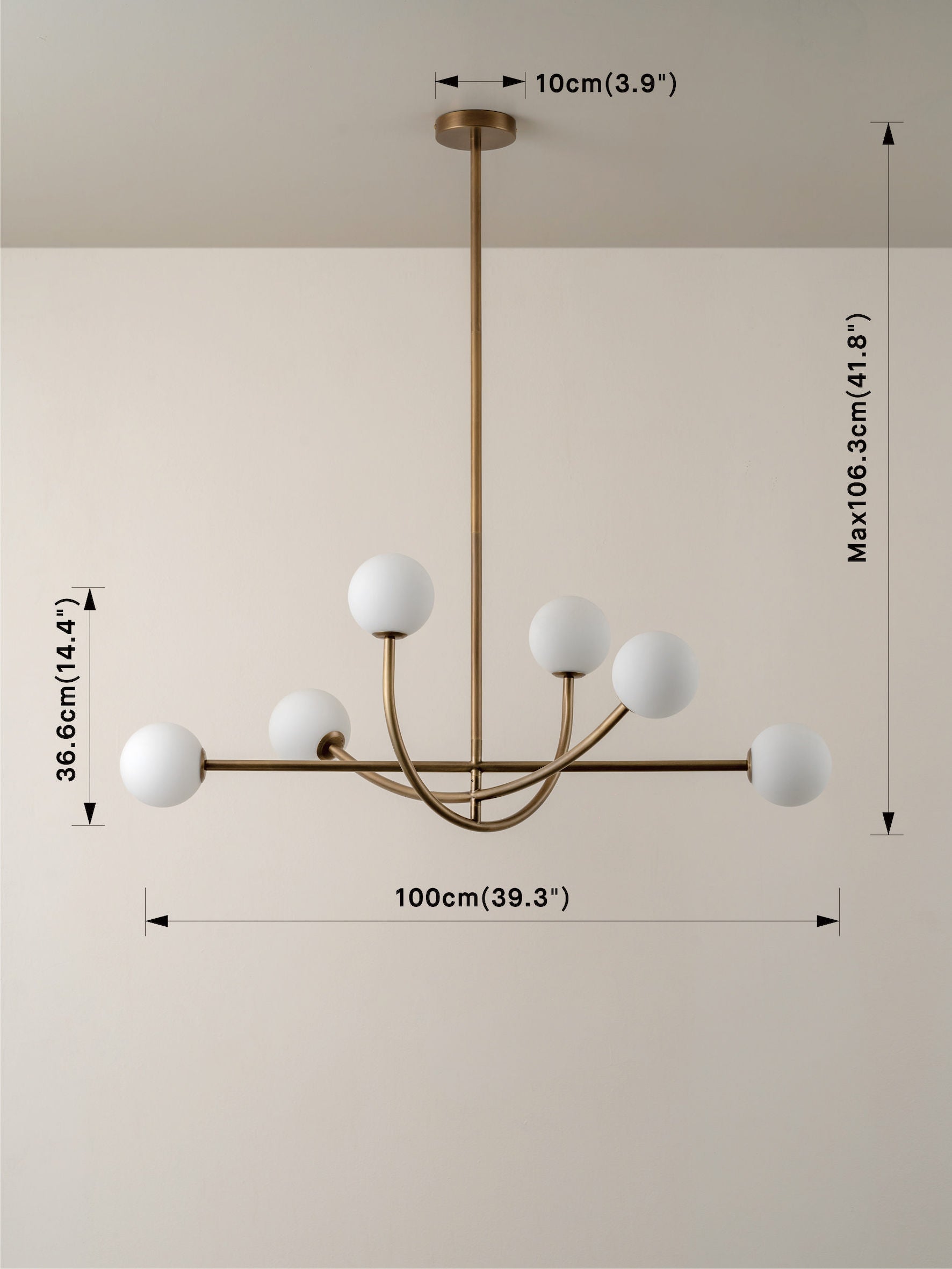 Perry - 6 light aged brass and opal pendant | Ceiling Light | Lights & Lamps | UK