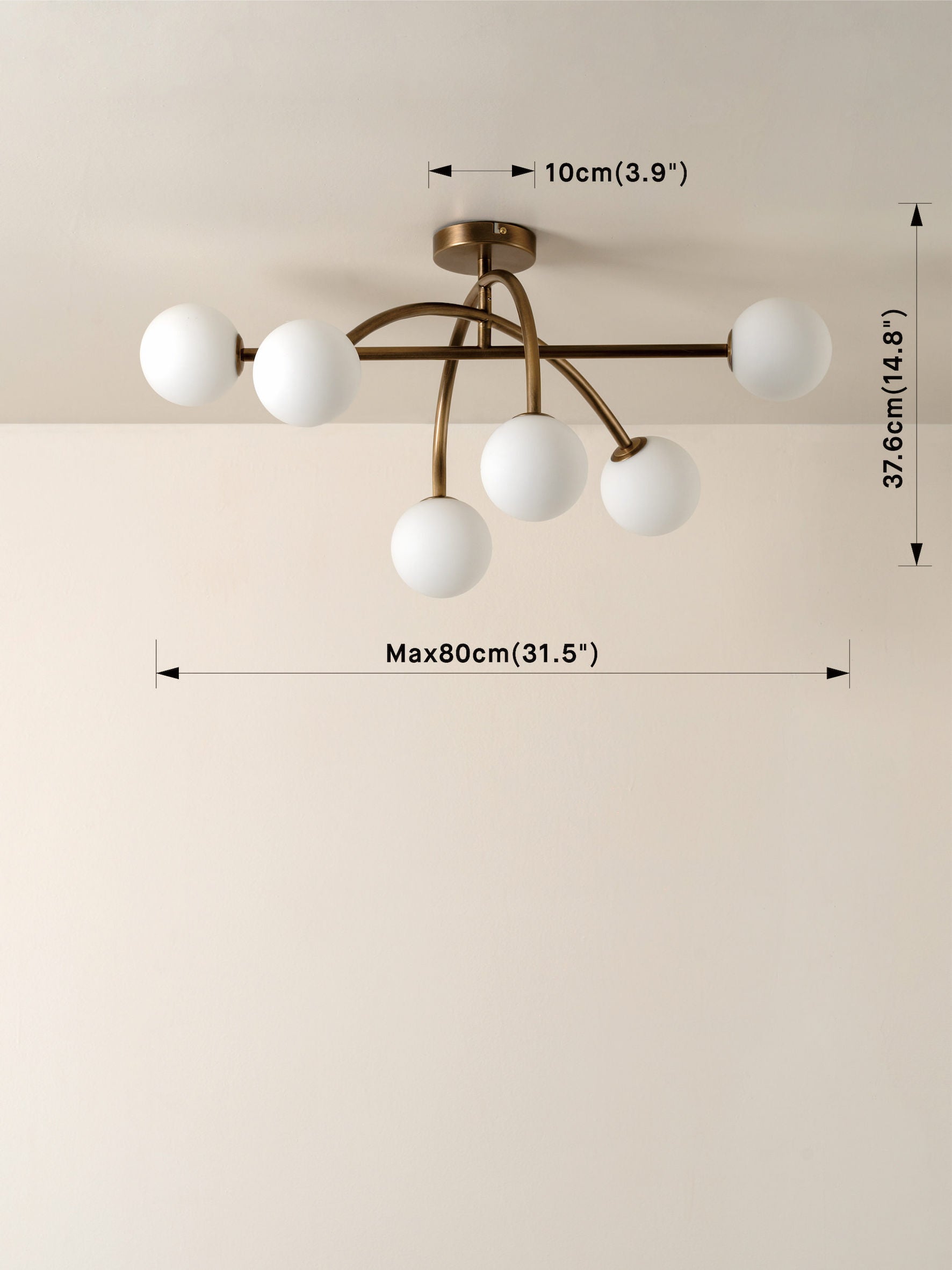 Perry - 6 light aged brass and opal flush pendant | Ceiling Light | Lights & Lamps | UK | Modern Affordable Designer Lighting