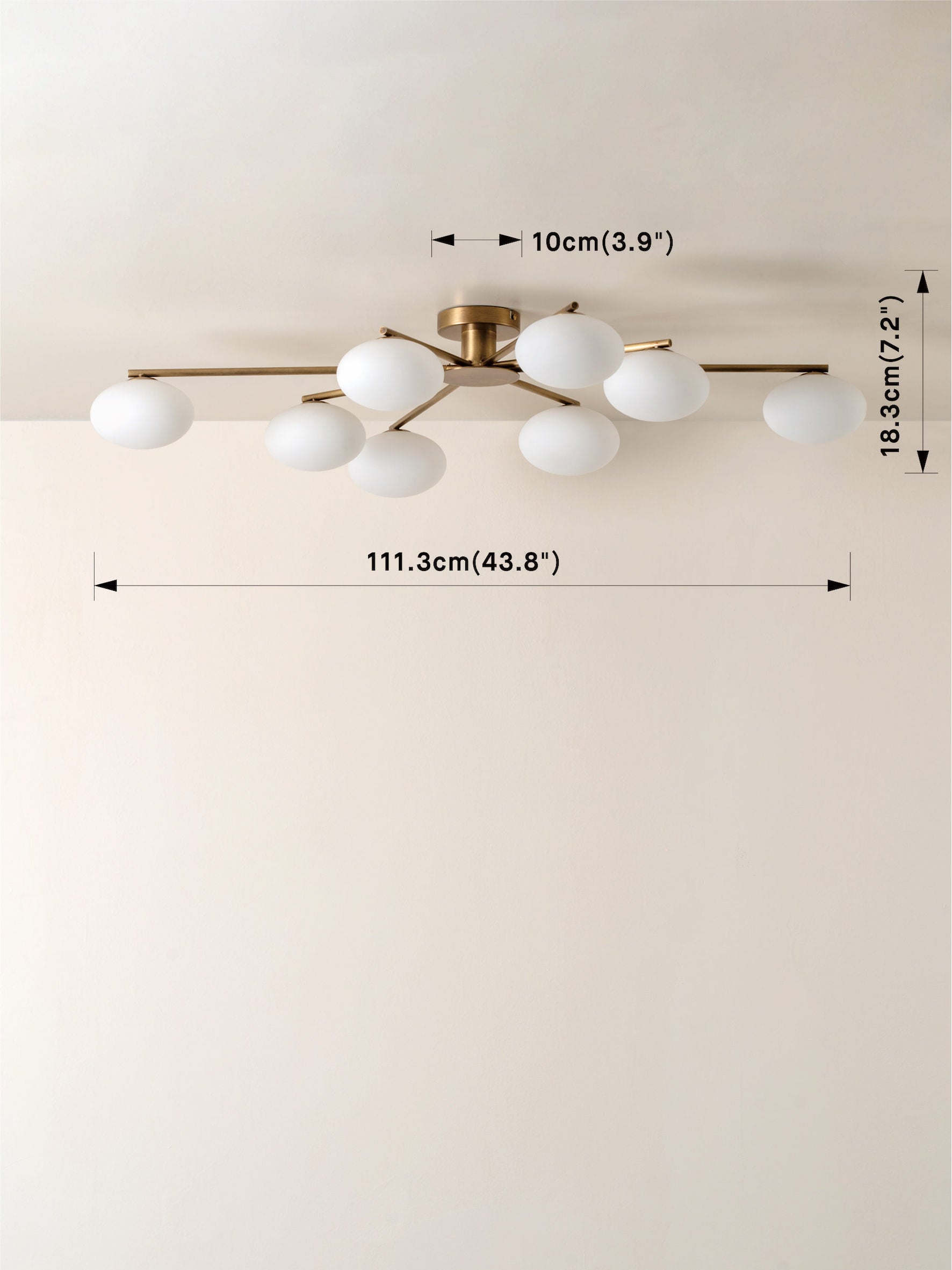 Imperial - 8 light aged brass and opal flush pendant | Ceiling Light | lights&lamps | UK | Modern Affordable Designer Lighting
