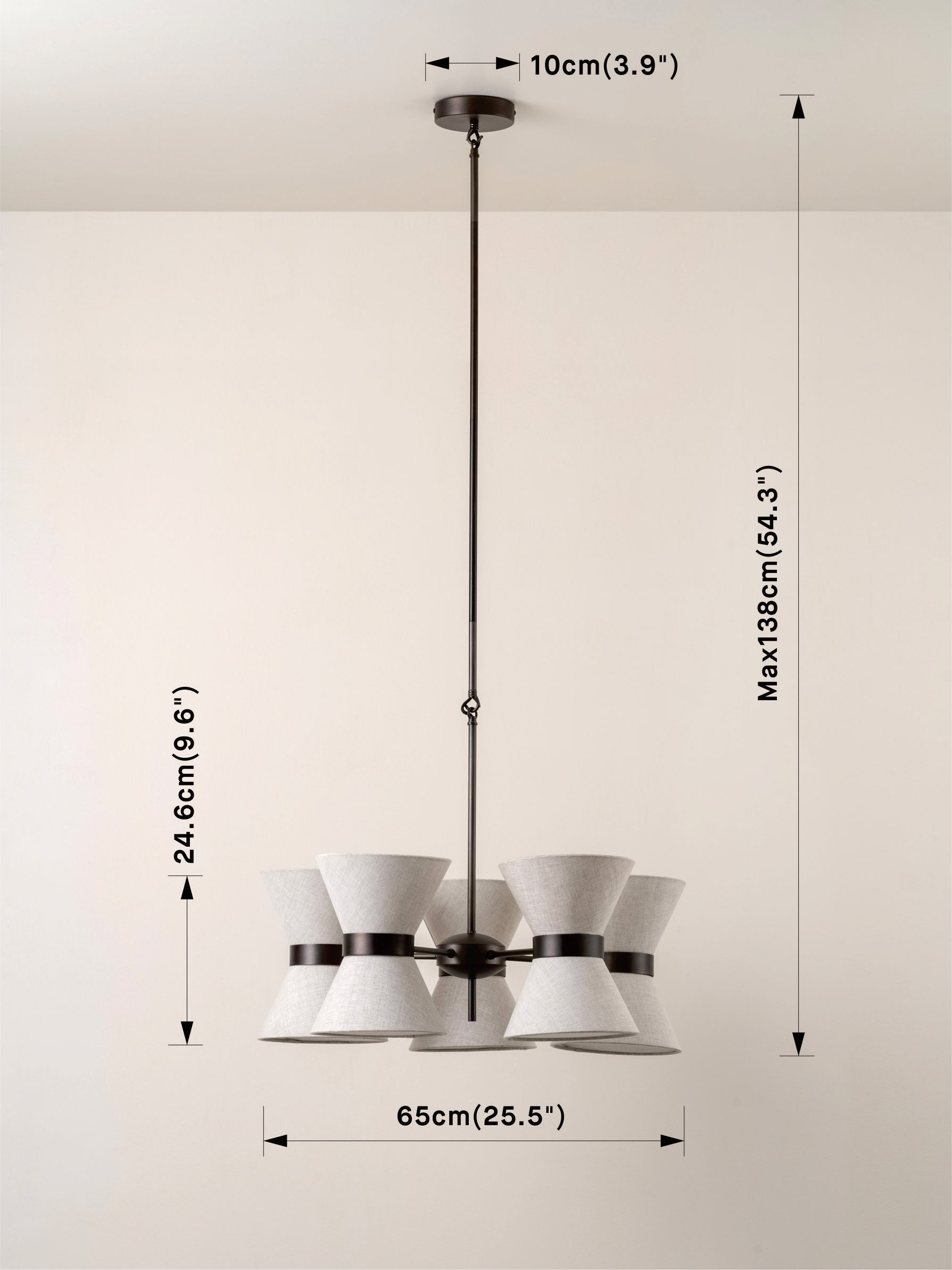 Renwick - 5 light linen and bronze pendant | Ceiling Light | Lights & Lamps | UK | Modern Affordable Designer Lighting