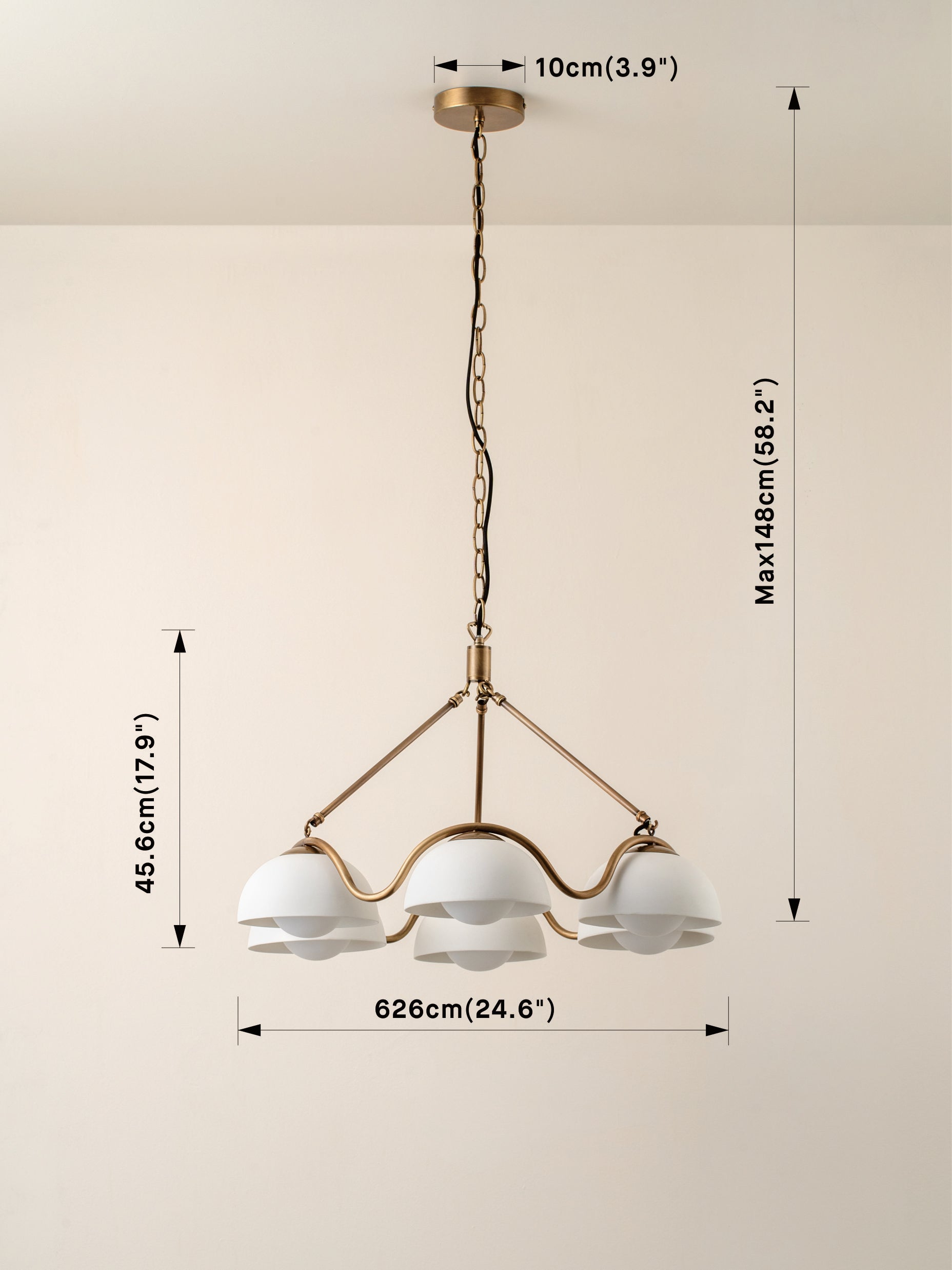 Waverly - 6 light aged brass and white porcelain pendant | Ceiling Light | Lights & Lamps | UK | Modern Affordable Designer Lighting