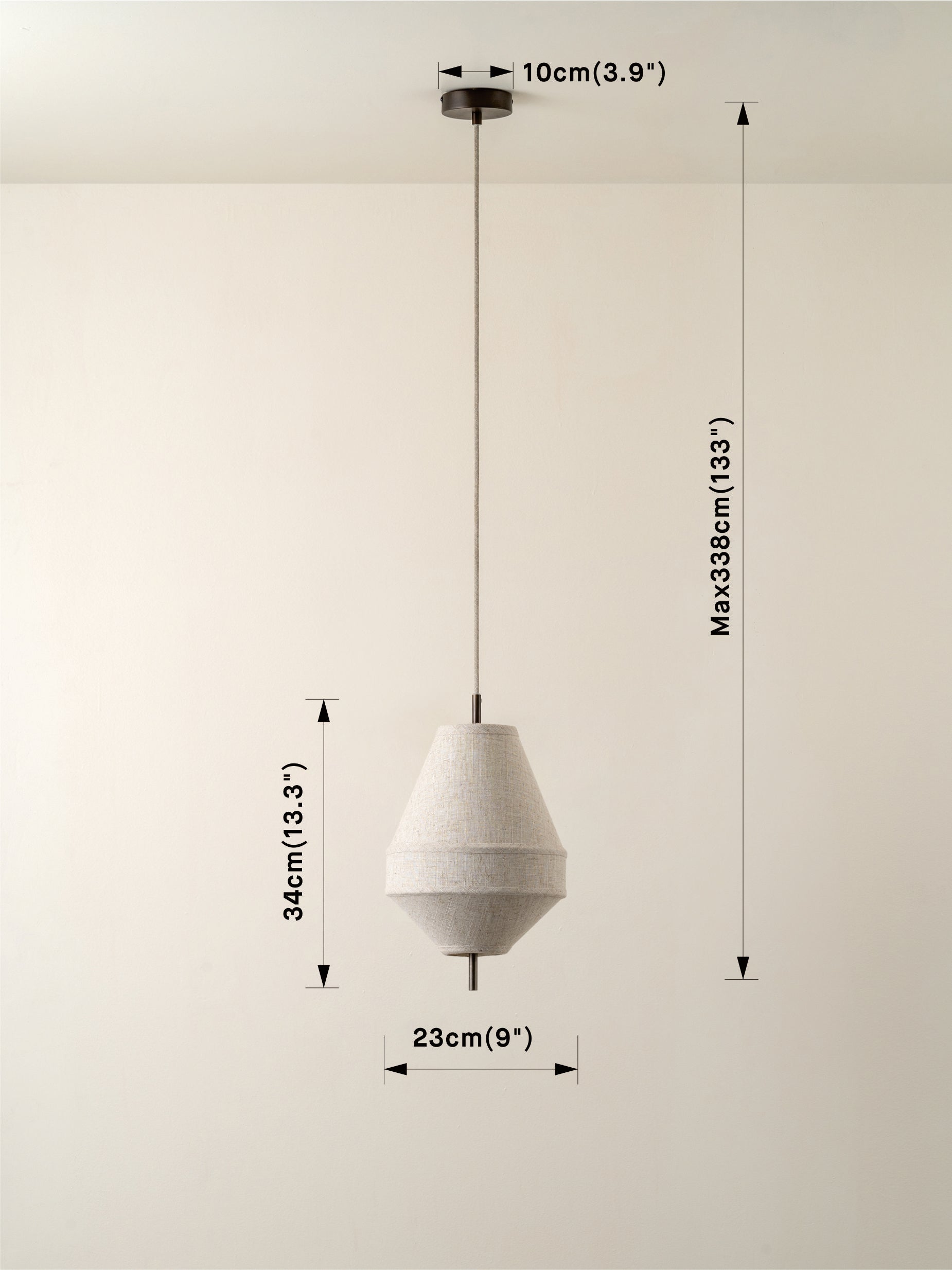 Solara - small dark bronze and layered natural linen pendant | Ceiling Light | lights&lamps | UK | Modern Affordable Designer Lighting