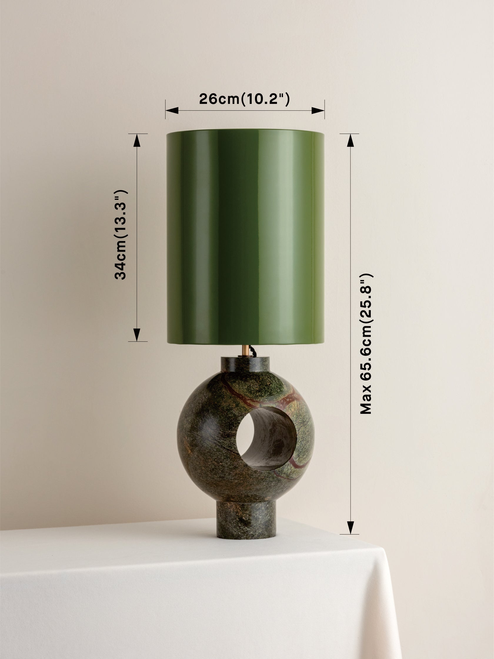 Editions marble lamp with + green lacquer shade | Table Lamp | Lights & Lamps | UK | Modern Affordable Designer Lighting