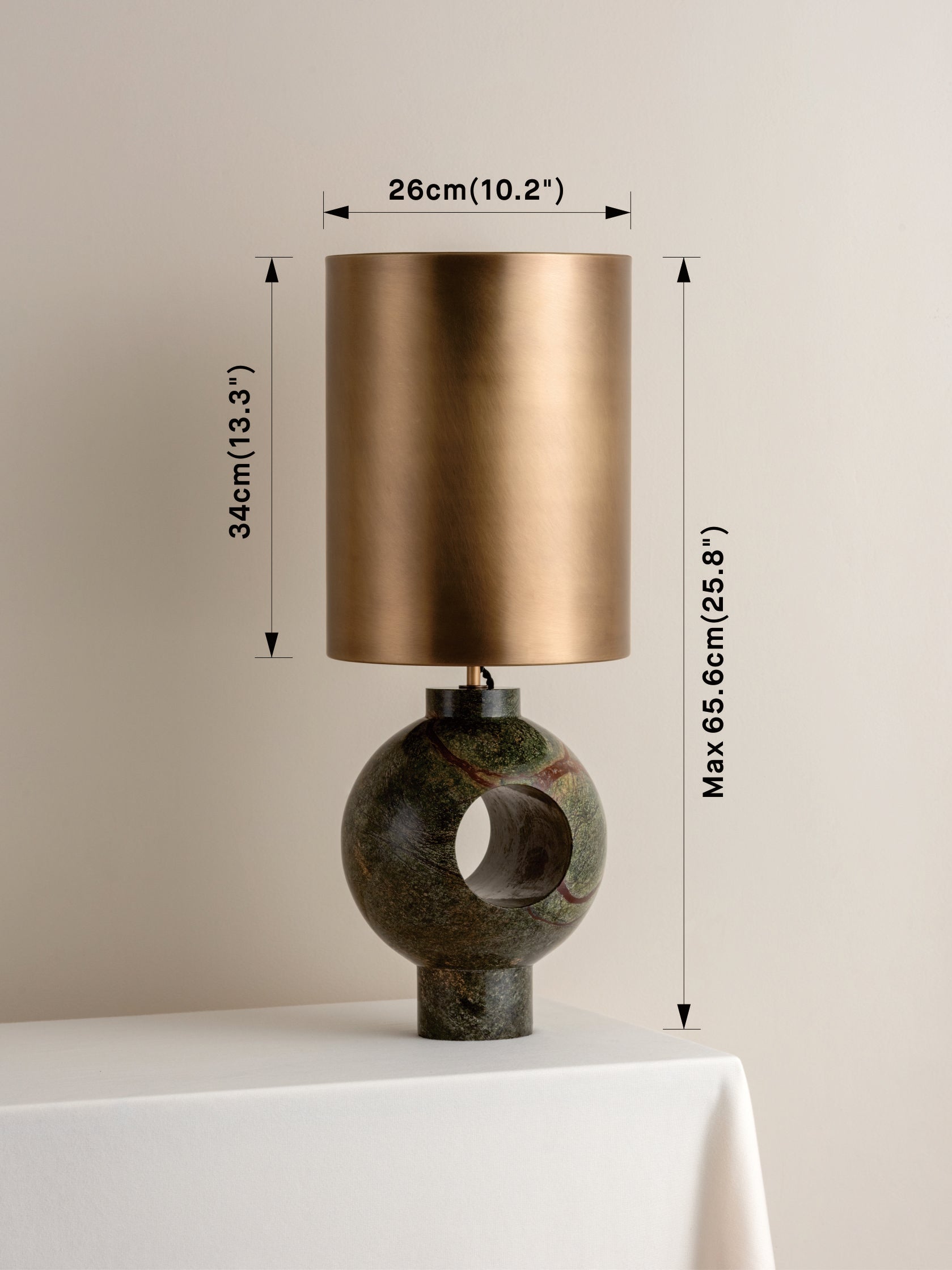 Editions marble lamp with + aged brass shade | Table Lamp | Lights & Lamps | UK | Modern Affordable Designer Lighting