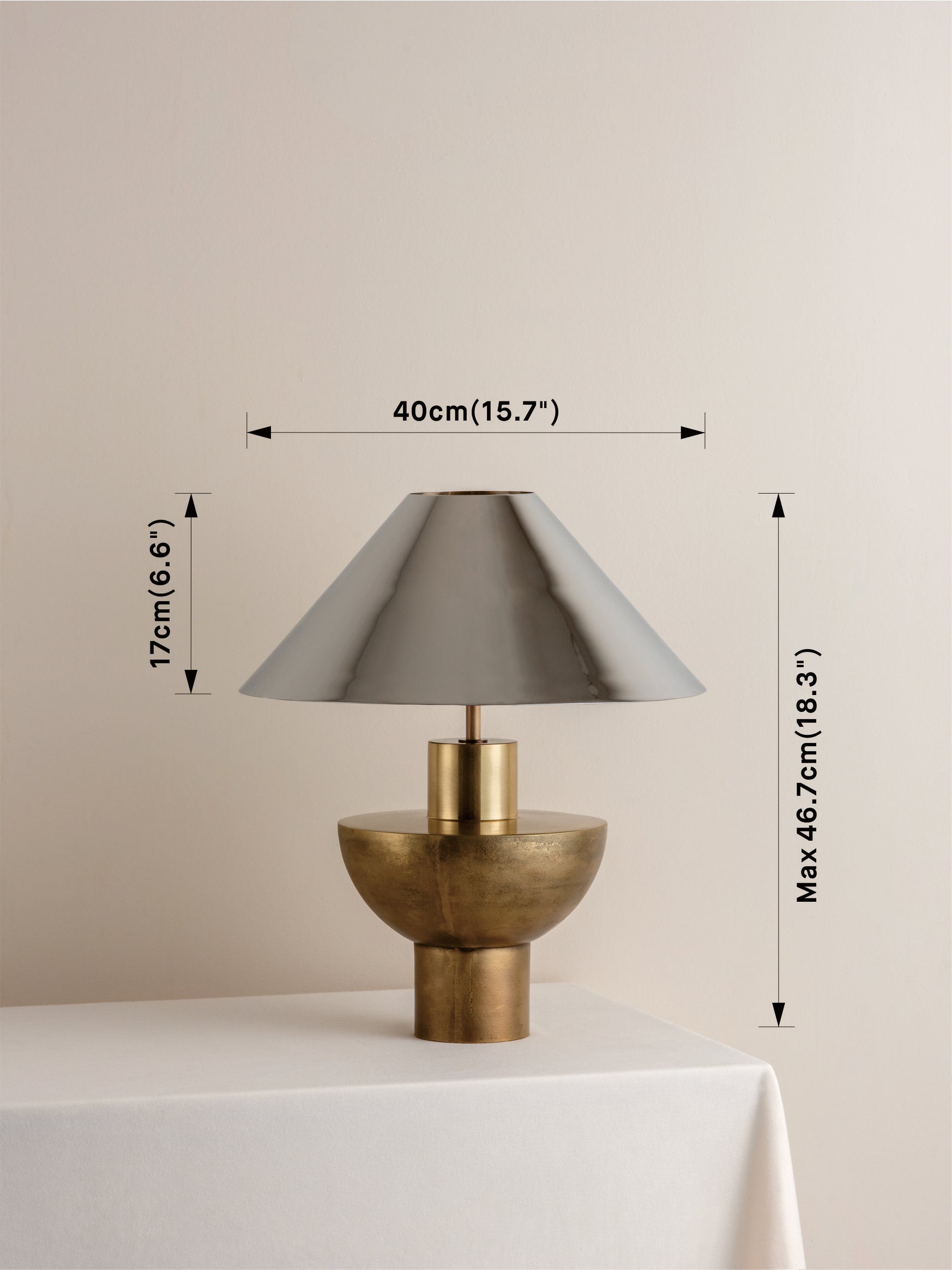 Editions brass lamp with + chrome shade | Table Lamp | Lights & Lamps | UK | Modern Affordable Designer Lighting