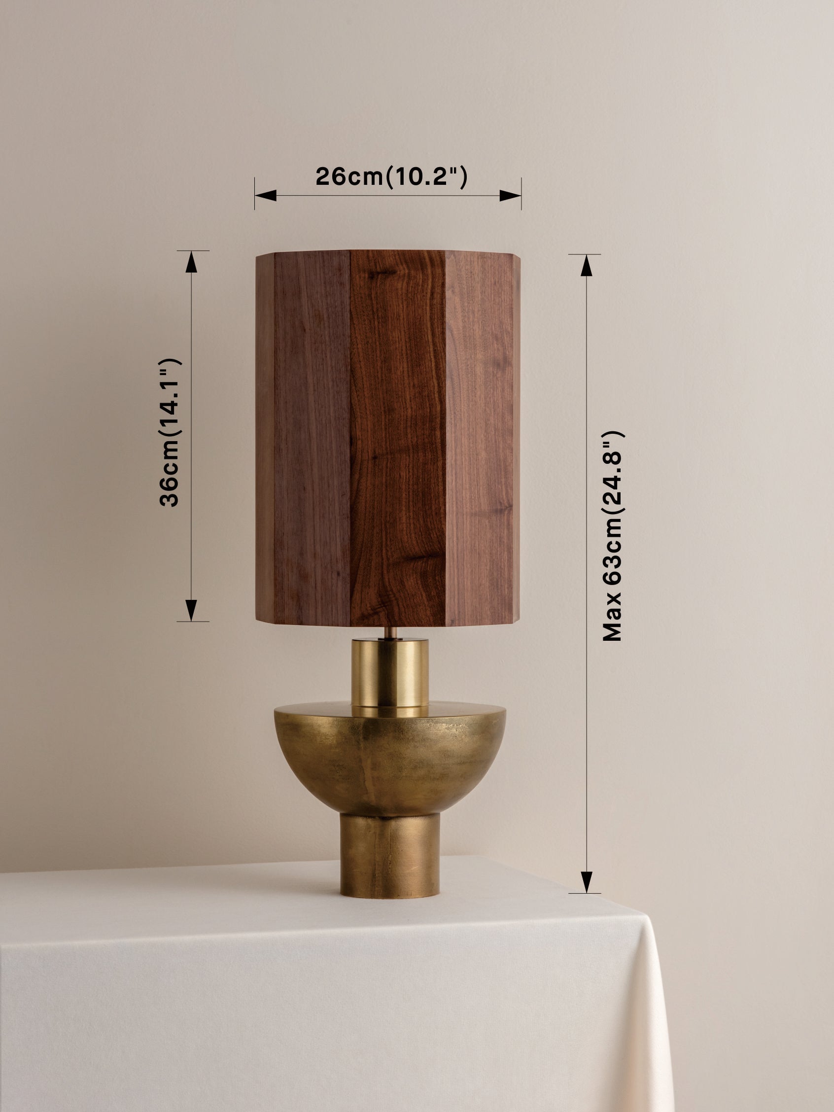 Editions brass lamp with + walnut wood shade | Table Lamp | Lights & Lamps | UK | Modern Affordable Designer Lighting