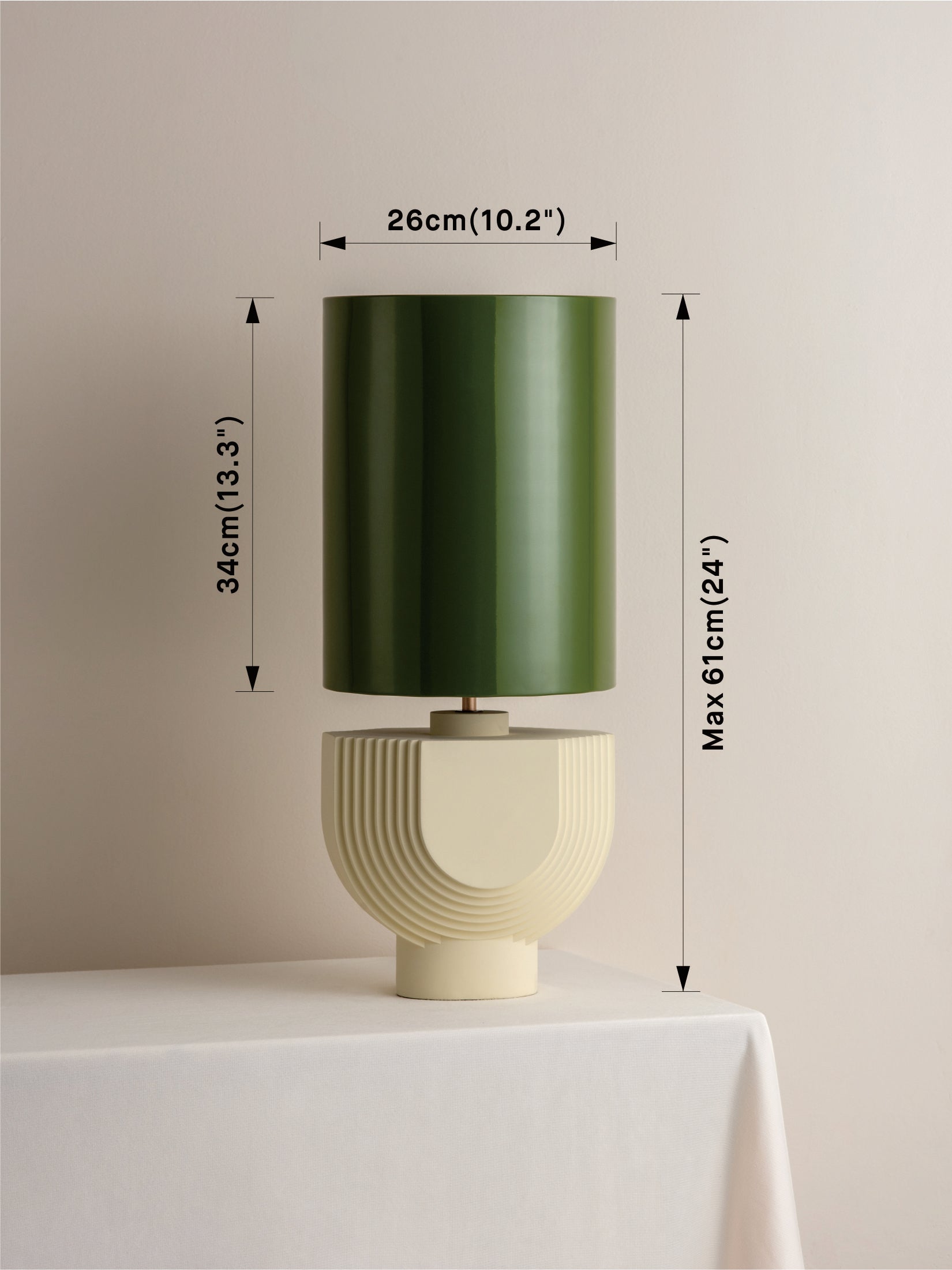 Editions concrete lamp with + green lacquer shade | Table Lamp | Lights & Lamps | UK | Modern Affordable Designer Lighting
