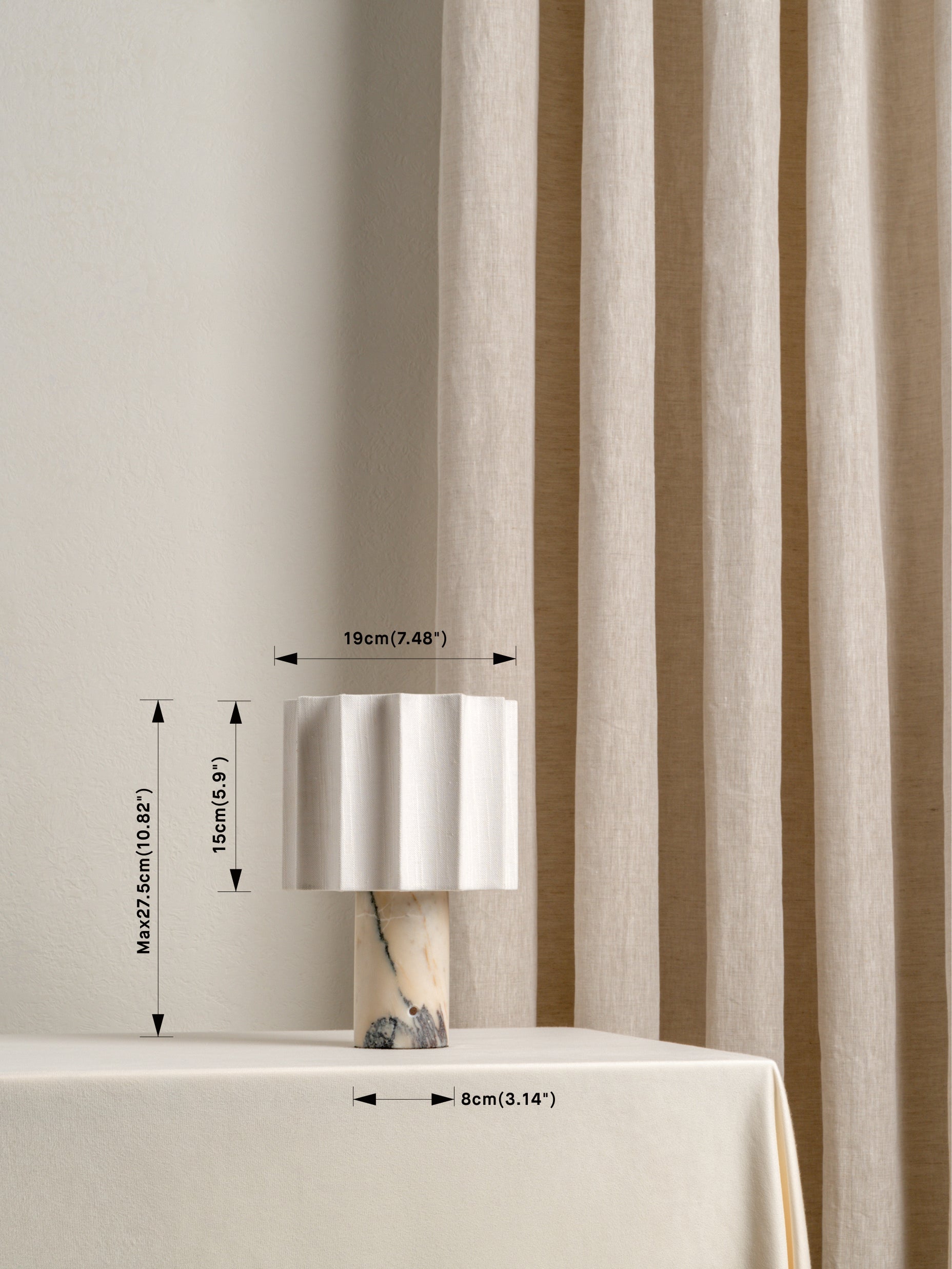 Valli - Viola Calacatta marble and linen rechargeable table lamp | Table Lamp | lights&lamps | UK | Modern Affordable Designer Lighting