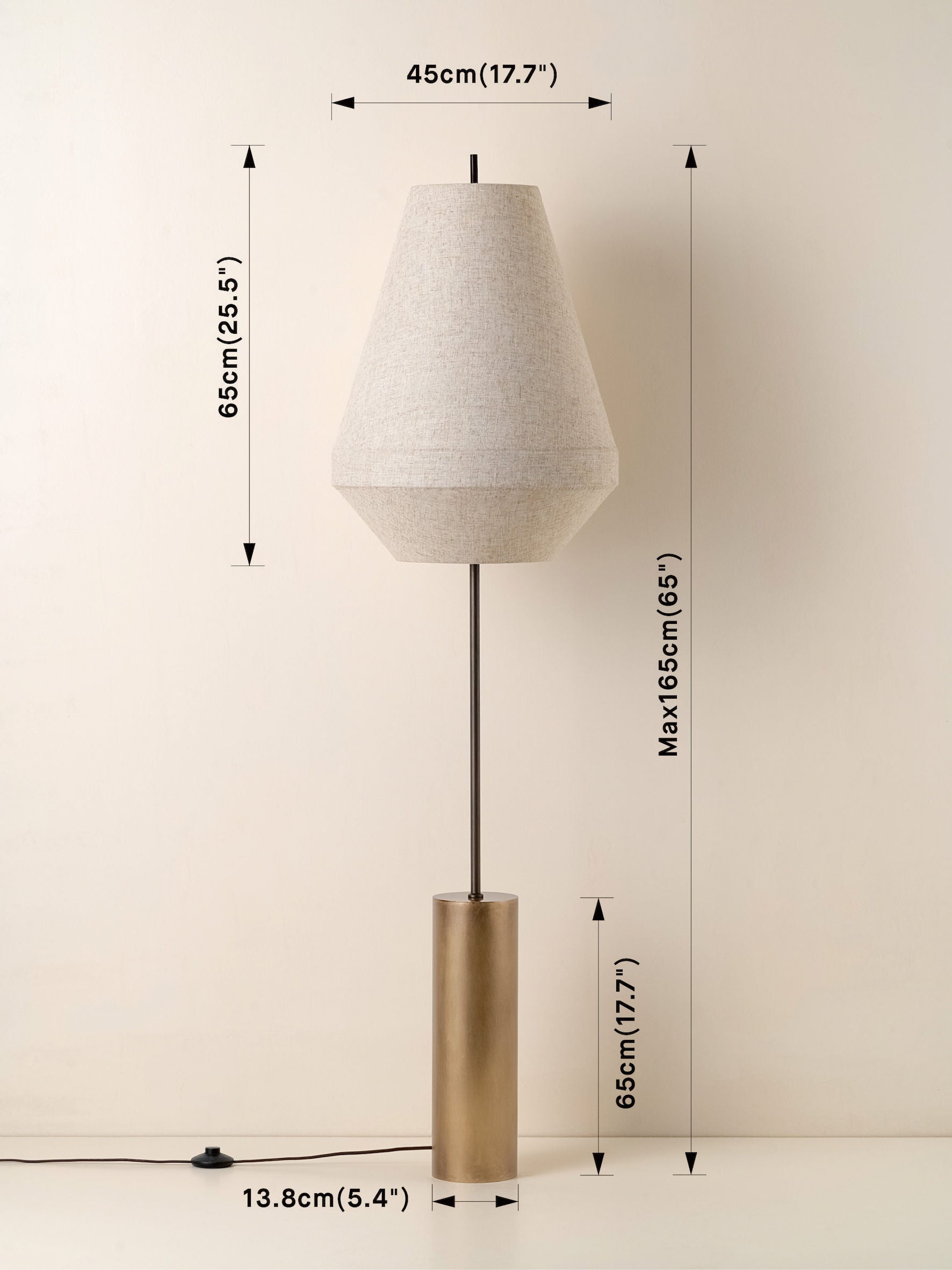 Solara - aged brass and layered natural linen floor lamp