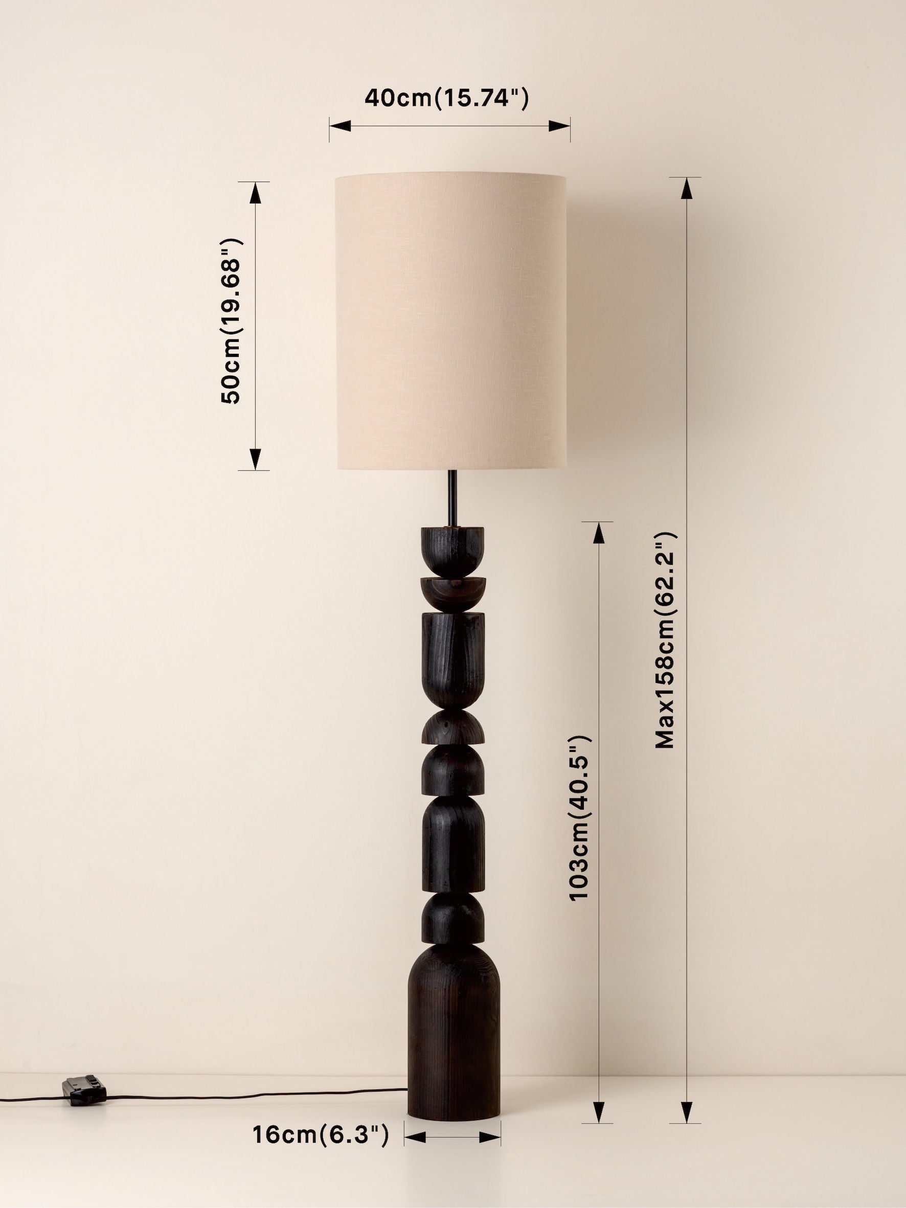 Aska - charred wood and natural linen floor lamp | Floor Lamp | lights&lamps | UK | Modern Affordable Designer Lighting
