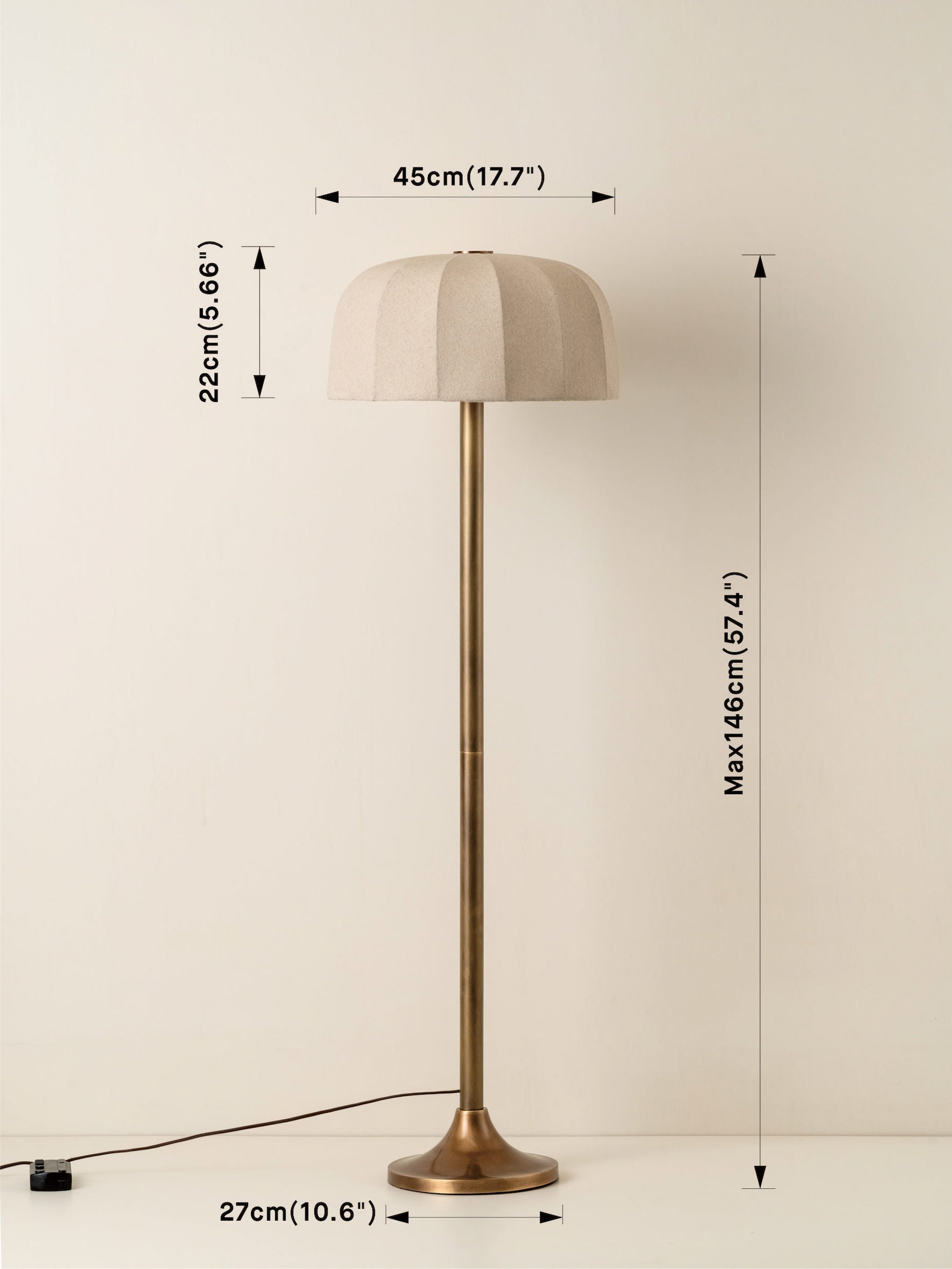 Ottino - aged brass and linen floor lamp | Floor Lamp | lights&lamps | UK | Modern Affordable Designer Lighting
