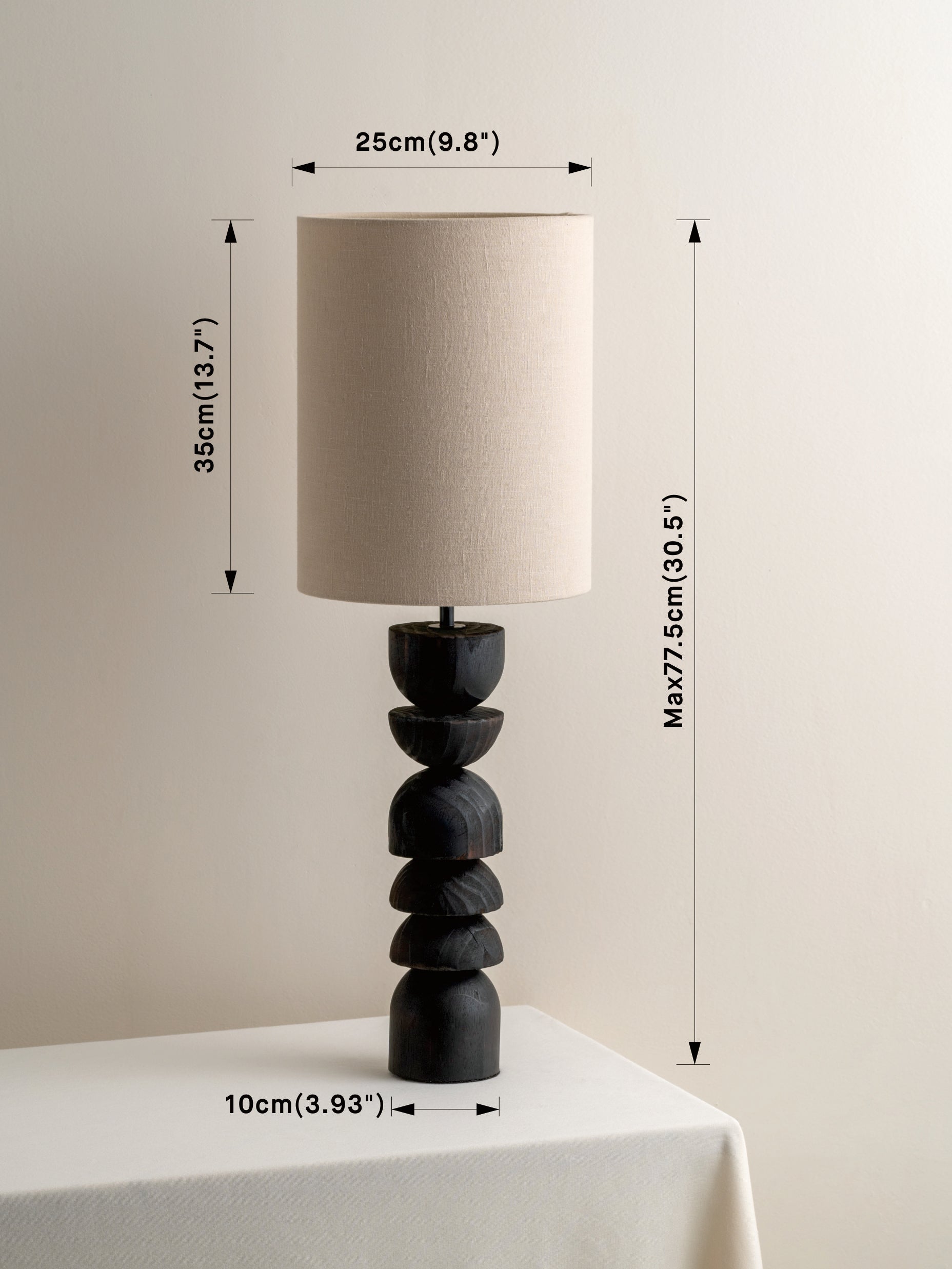 Aska - tall charred wood and natural linen table lamp | Table Lamp | lights&lamps | UK | Modern Affordable Designer Lighting
