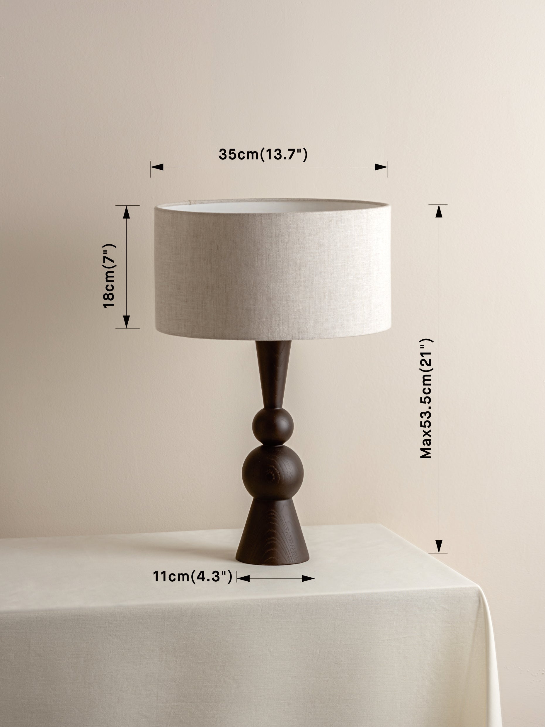 Carmine - dark wood and linen table lamp | Table Lamp | Lights & Lamps | UK | Modern Affordable Designer Lighting