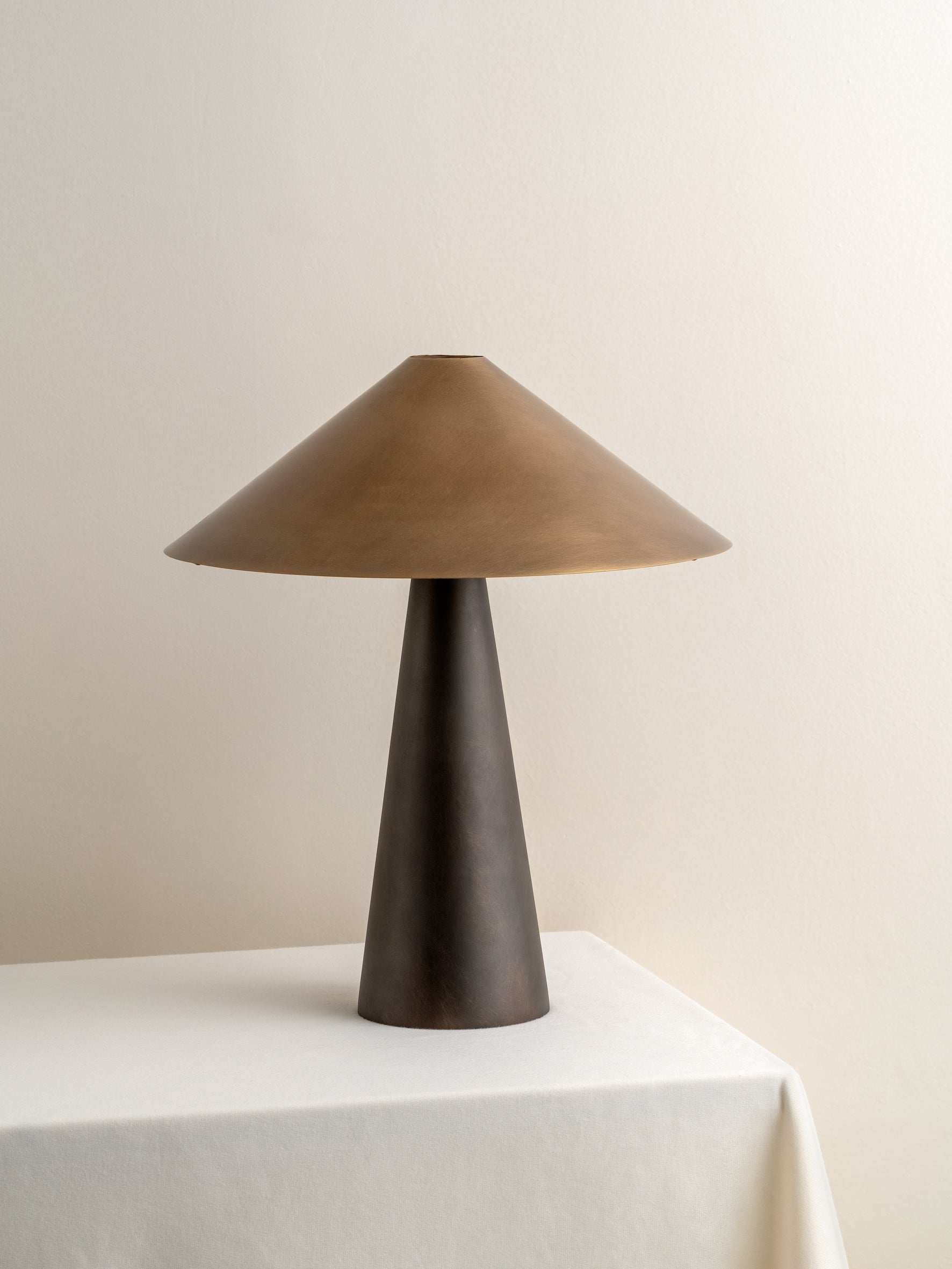 Orta - aged brass and bronze cone table lamp | Table Lamp | Lights & Lamps | UK