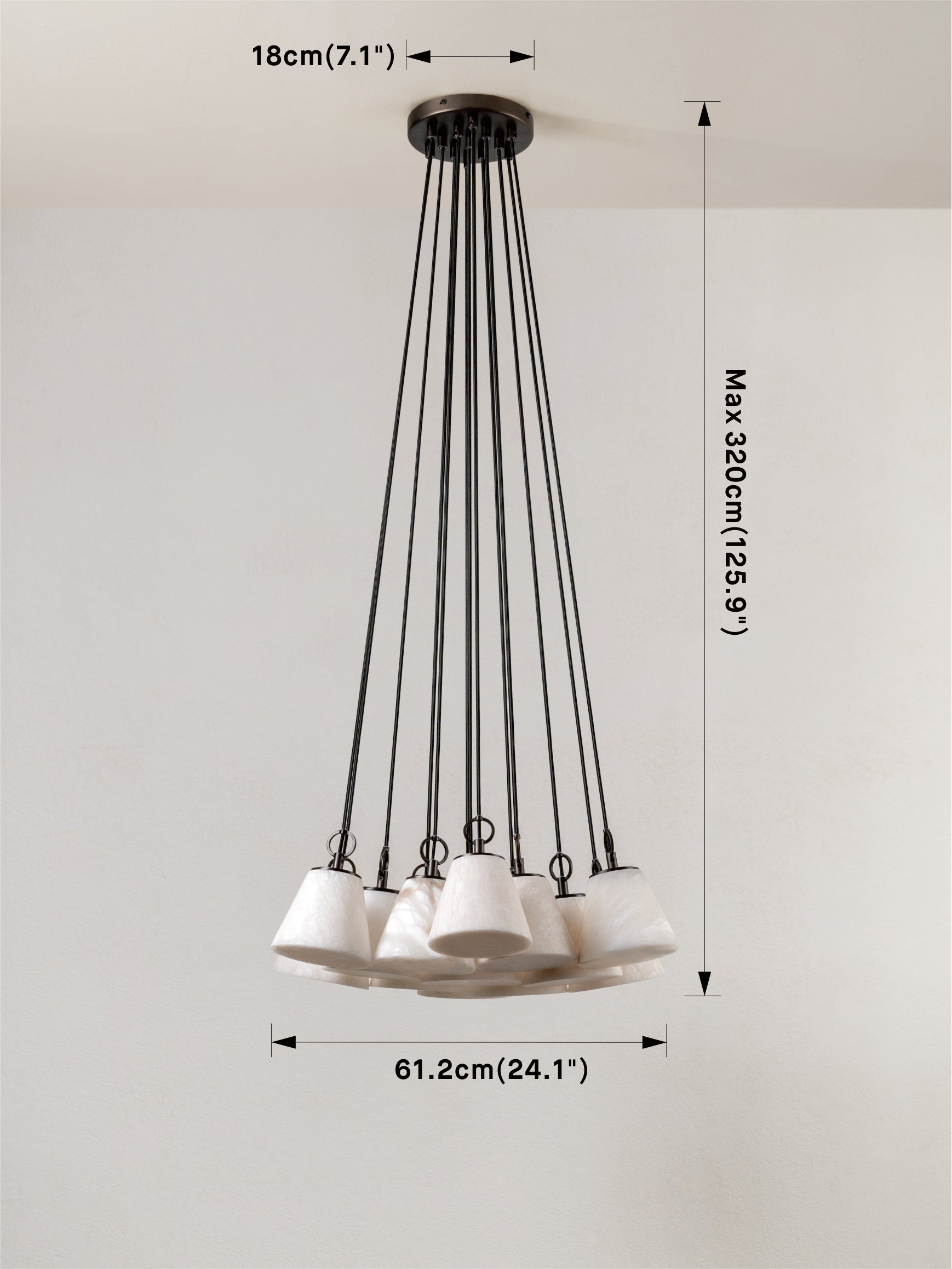 Alba - 13 light alabaster and bronze ceiling pendant