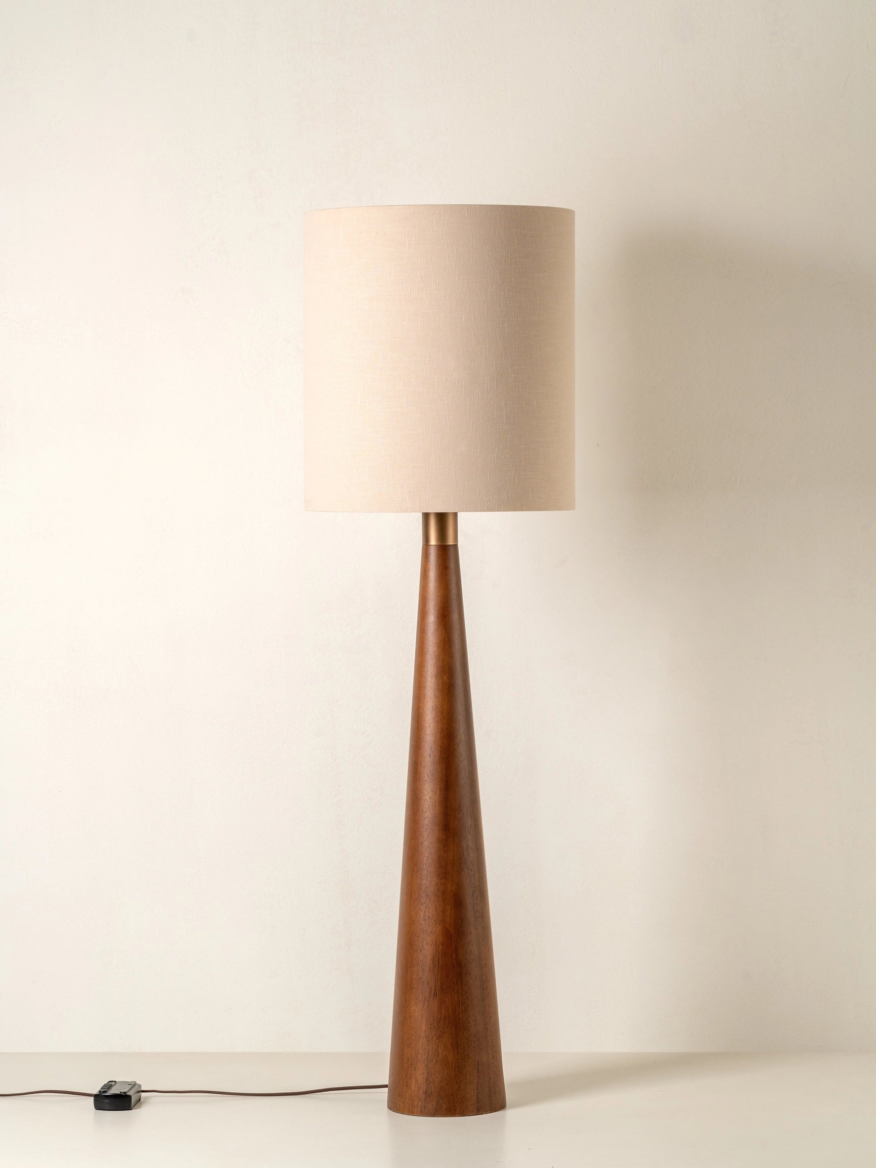 Baneza - aged brass and wood cone floor lamp| Floor lamp | lights & lamps | UK | Modern affordable designer lighting