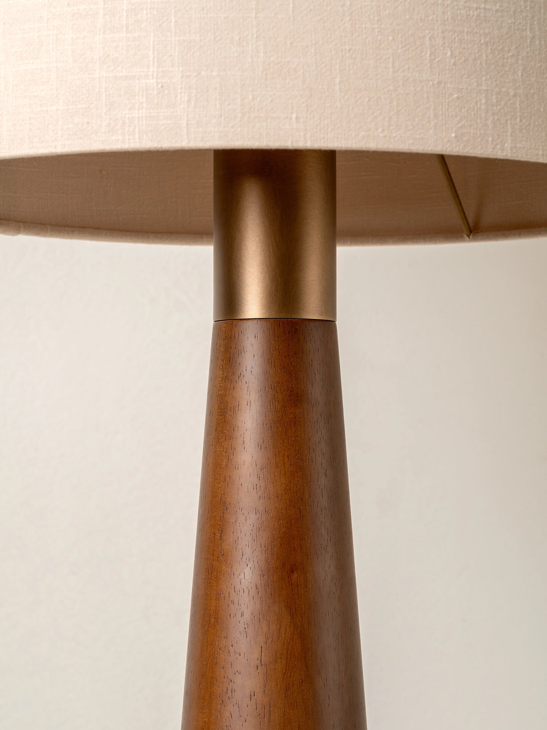 Baneza - aged brass and wood cone floor lamp | Floor Lamp | lights&lamps | UK | Modern Affordable Designer Lighting