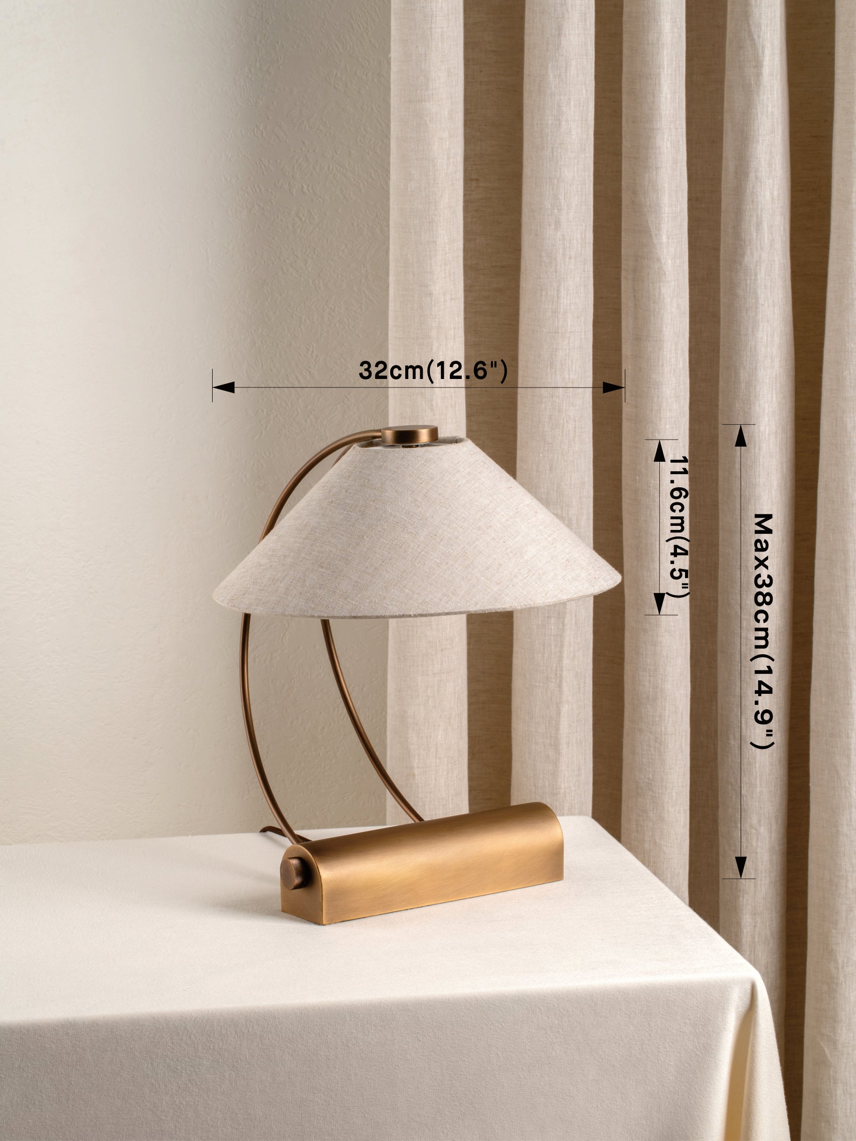 Deska - aged brass and linen task lamp