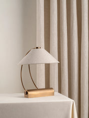 Deska - aged brass and linen task lamp | Table Lamp | Lights & Lamps | UK | Modern Affordable Designer Lighting
