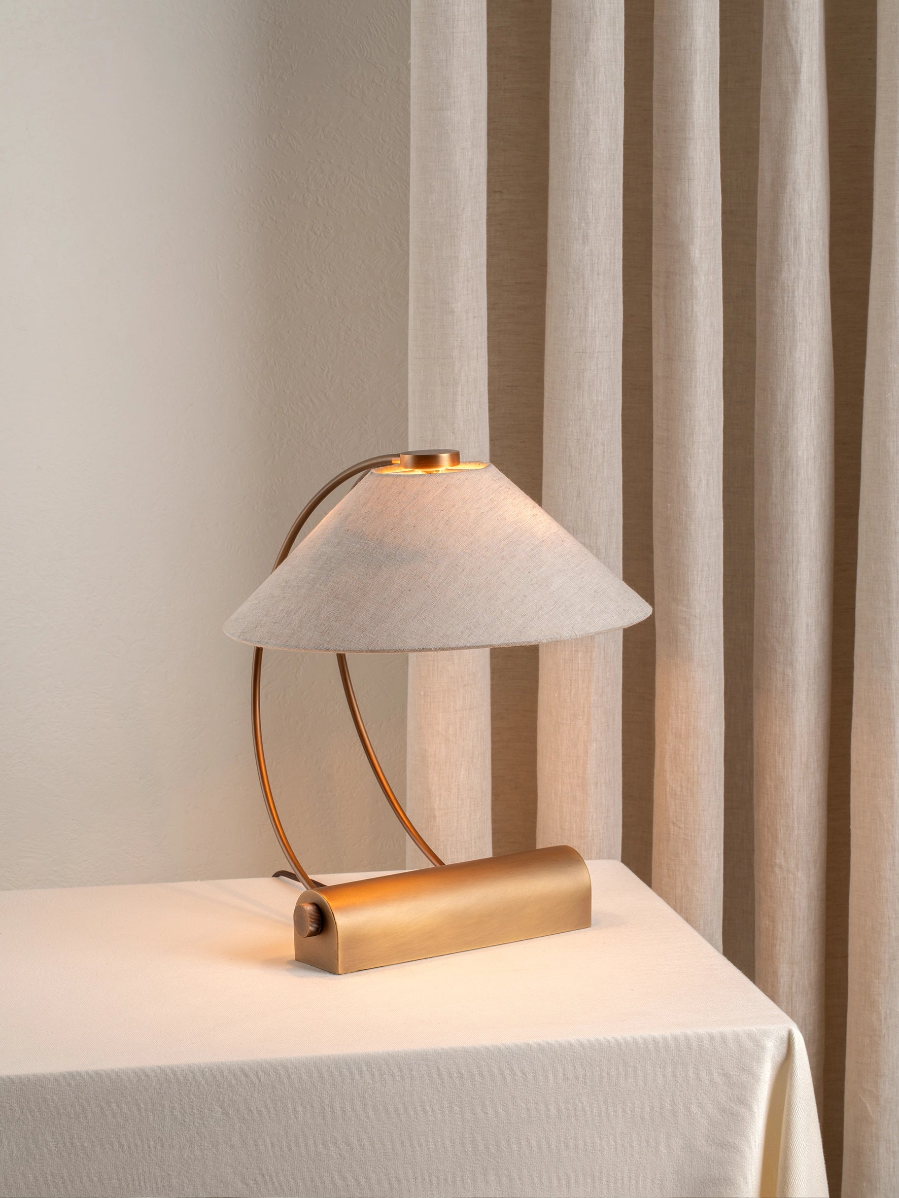 Deska - aged brass and linen task lamp | Table Lamp | Lights & Lamps | UK | Modern Affordable Designer Lighting