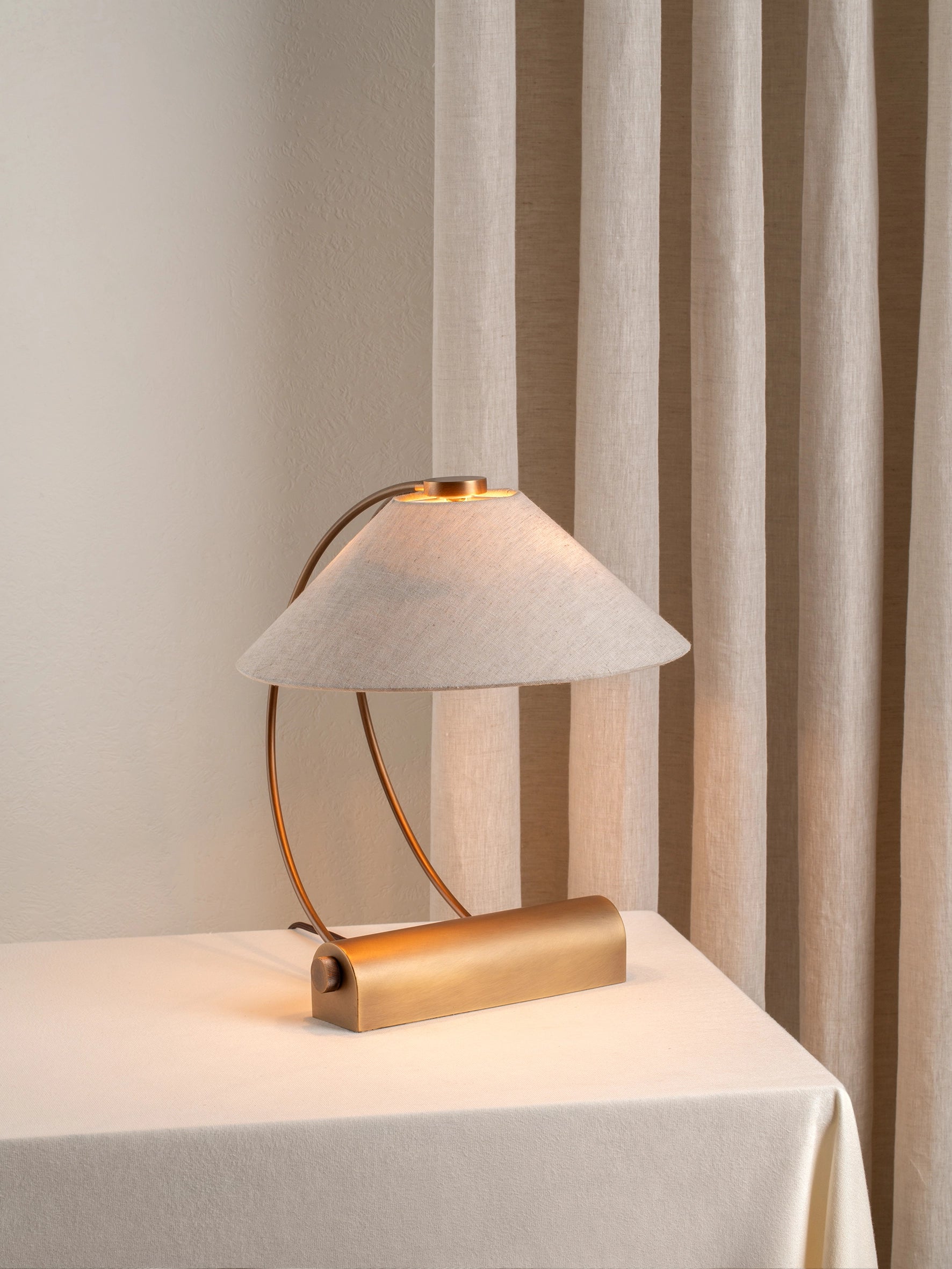 Deska - aged brass and linen task lamp | Table lamp | lights & lamps | US | Modern affordable designer lighting