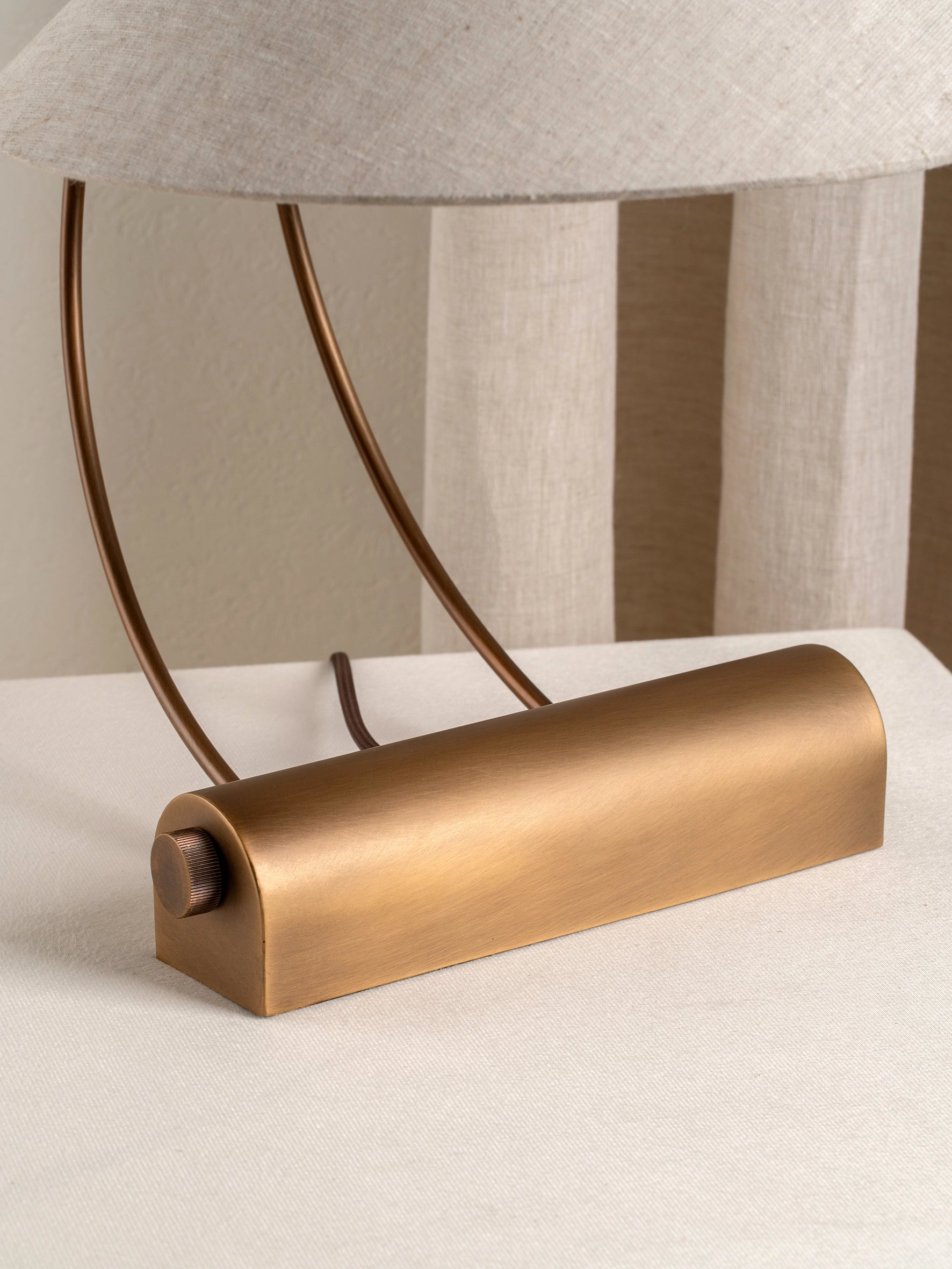 Deska - aged brass and linen task lamp | Table Lamp | Lights & Lamps | UK | Modern Affordable Designer Lighting
